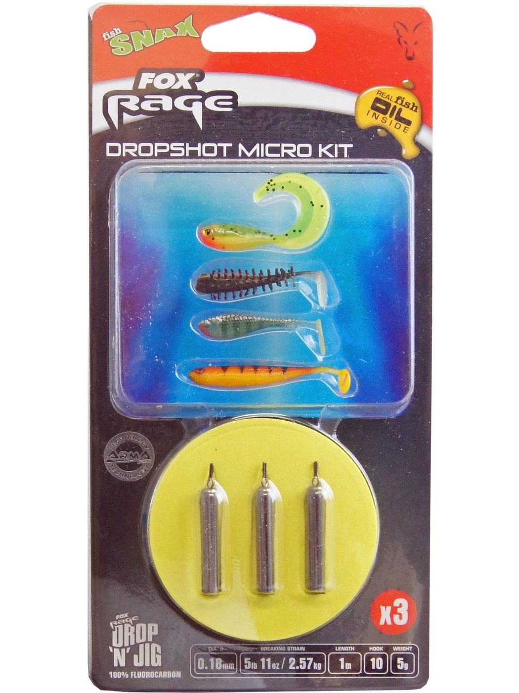 Fox Rage Dropshot-Haken Fox Rage Dropshot Micro Kit 1m 0,18mm 2,57kg Gr. 10 - Drop Shot Set