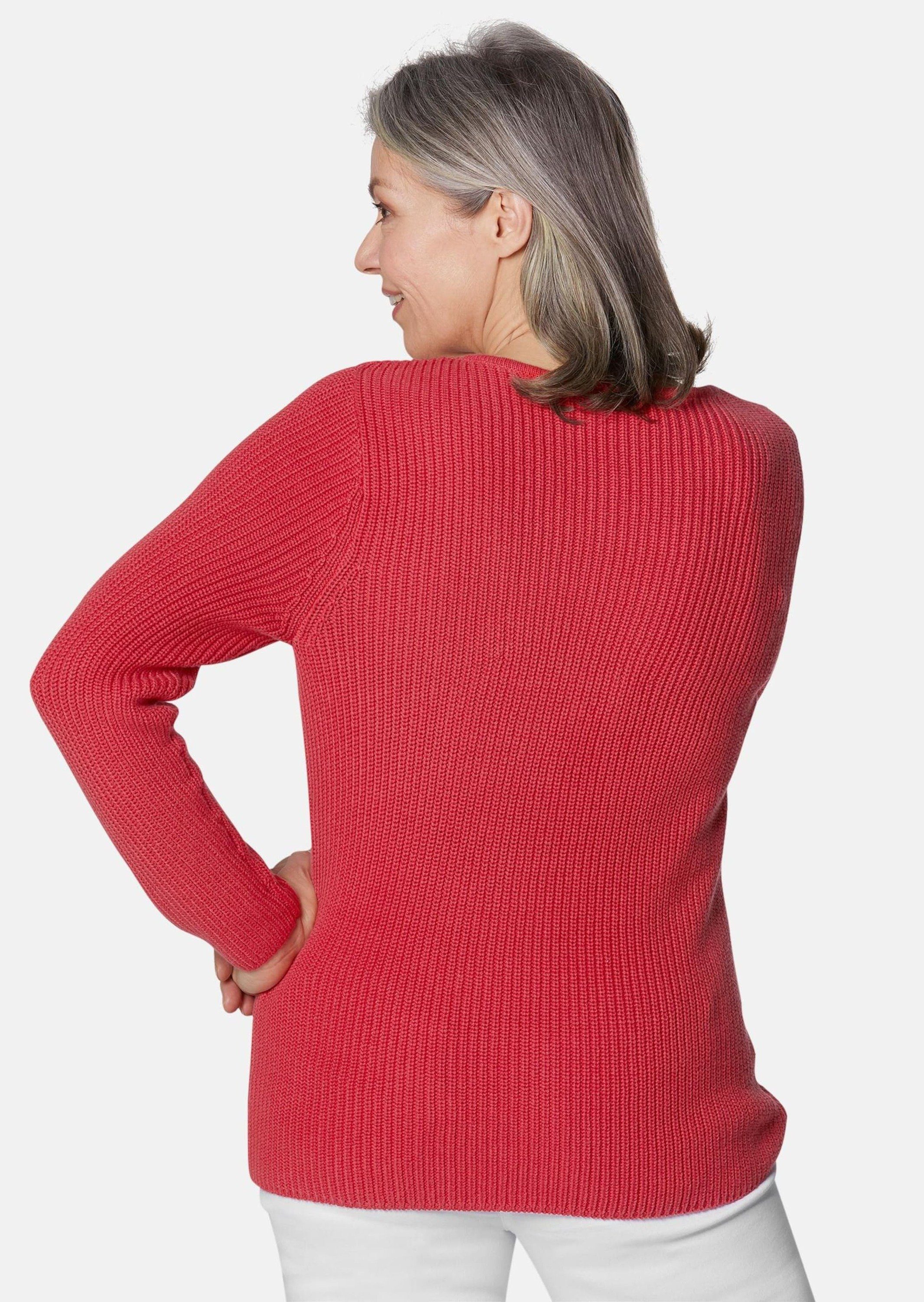 Strickpullover Pullover Figurschmeichelnder rot reiner GOLDNER aus Baumwolle