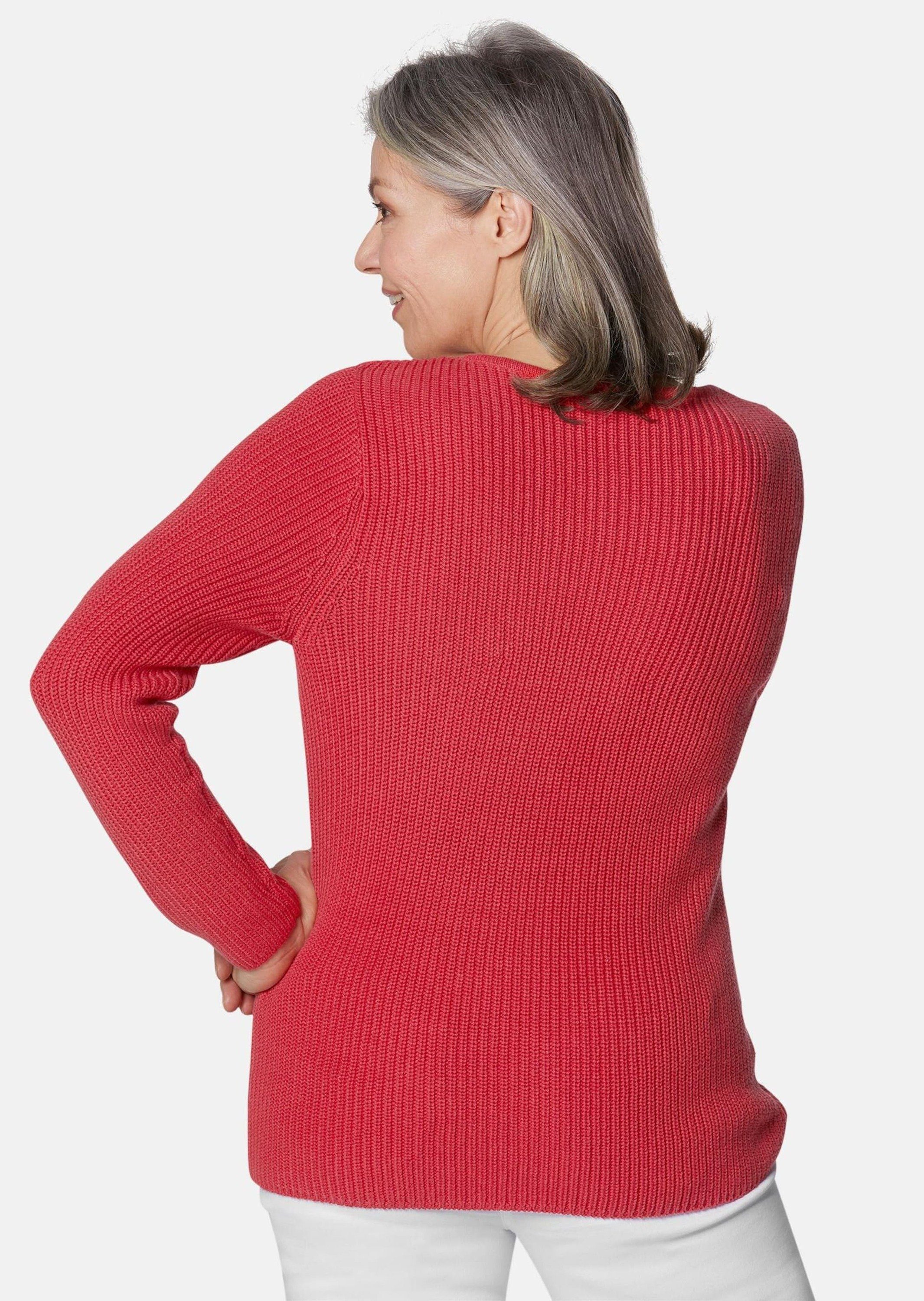GOLDNER Strickpullover Kurzgröße: Baumwollpullover mit Patentgrobstrick Win günstig online kaufen