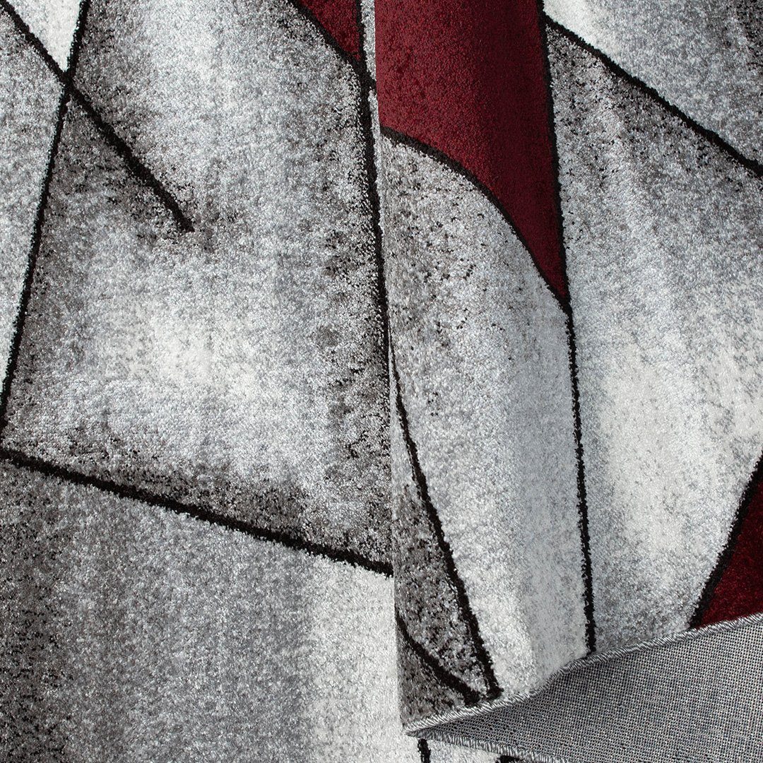 geometrisches Muster, meliert, mm robust Rot Designteppich, rechteckig, & verschiedene modern, Farben, Teppich, oKu-Tex, Höhe meliertes Muster Teppich 11 Design, Wohnzimmerteppich, Wohnzimmer, strapazierfähig, verschiedene