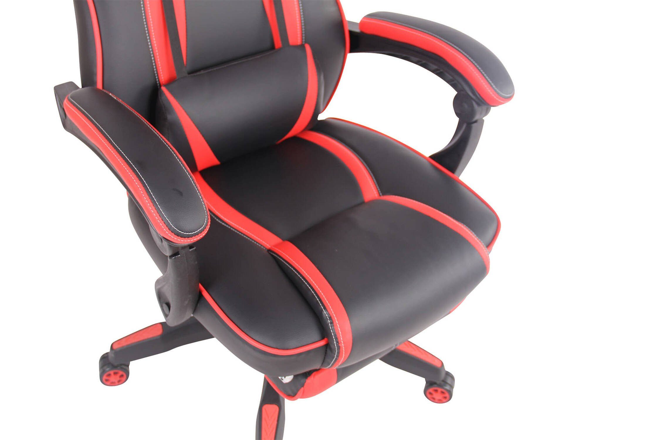 TPFLiving - Hero bequemer Kunststoff Konferenzstuhl), 360° Gaming-Stuhl Gestell: drehbar (Schreibtischstuhl, Chefsessel, Sitz: höhenverstellbar Rückenlehne - Kunstleder schwarz mit und Drehstuhl, schwarz/rot