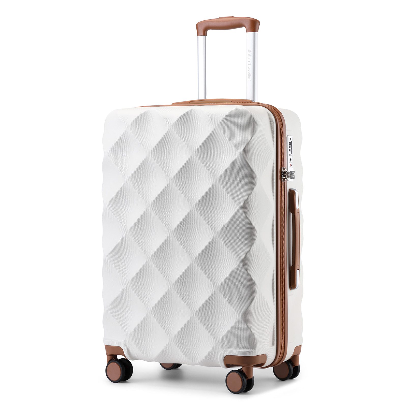 British Traveller Koffer ABS+PC Trolley mit TSA-Schloss, Ideal als Reisekoffer, Rollkoffer