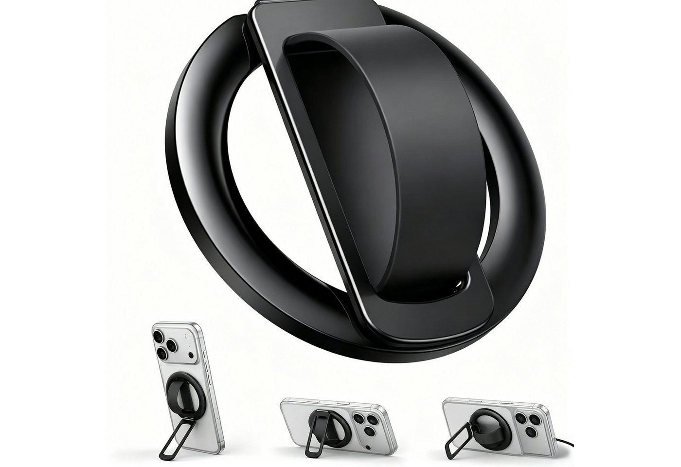 VEKROBOT Handy-Halterung Magnetische Handyhalterung mit Standfunktion Silikonring starkem Halt, (Packung, 1-tlg., Leichtes Design – ideal für unterwegs, Ultradünner Magnet Ringhalter stark, rutschfest, vielseitig)