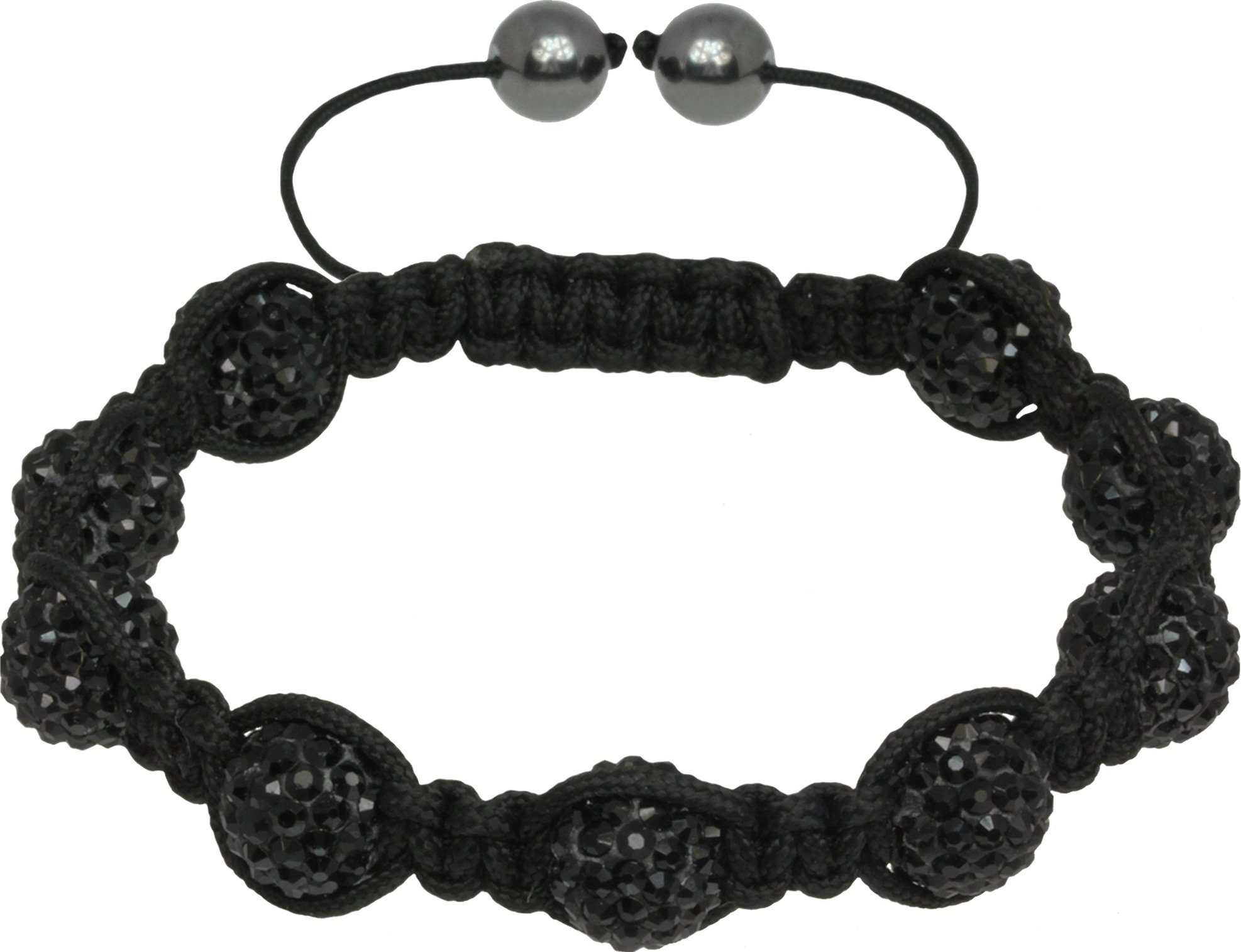 SilberDream Armband SilberDream Shamballa Armband schwarz (Armband), Damen Armband (Shamballa Kugeln) ca. 18cm, ca. 23cm, Farbe: schwarz