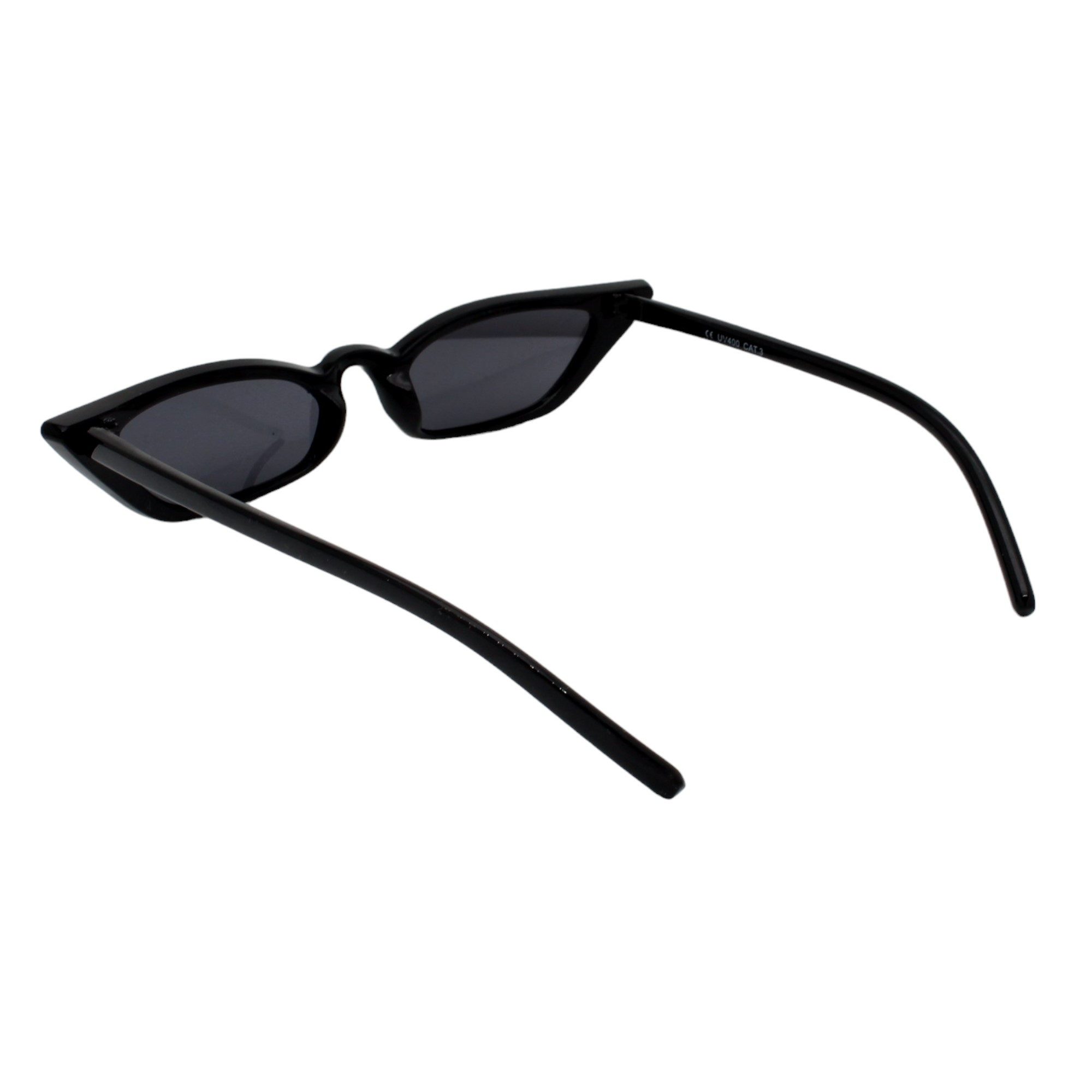 LUXXADA Sonnenbrille Damen Cateye Brille extra schmal Schwarz oder Weiß (Festival Brille mit Brillenbeutel) Gläser schmale Katzenaugen Form, Extravaganter Style