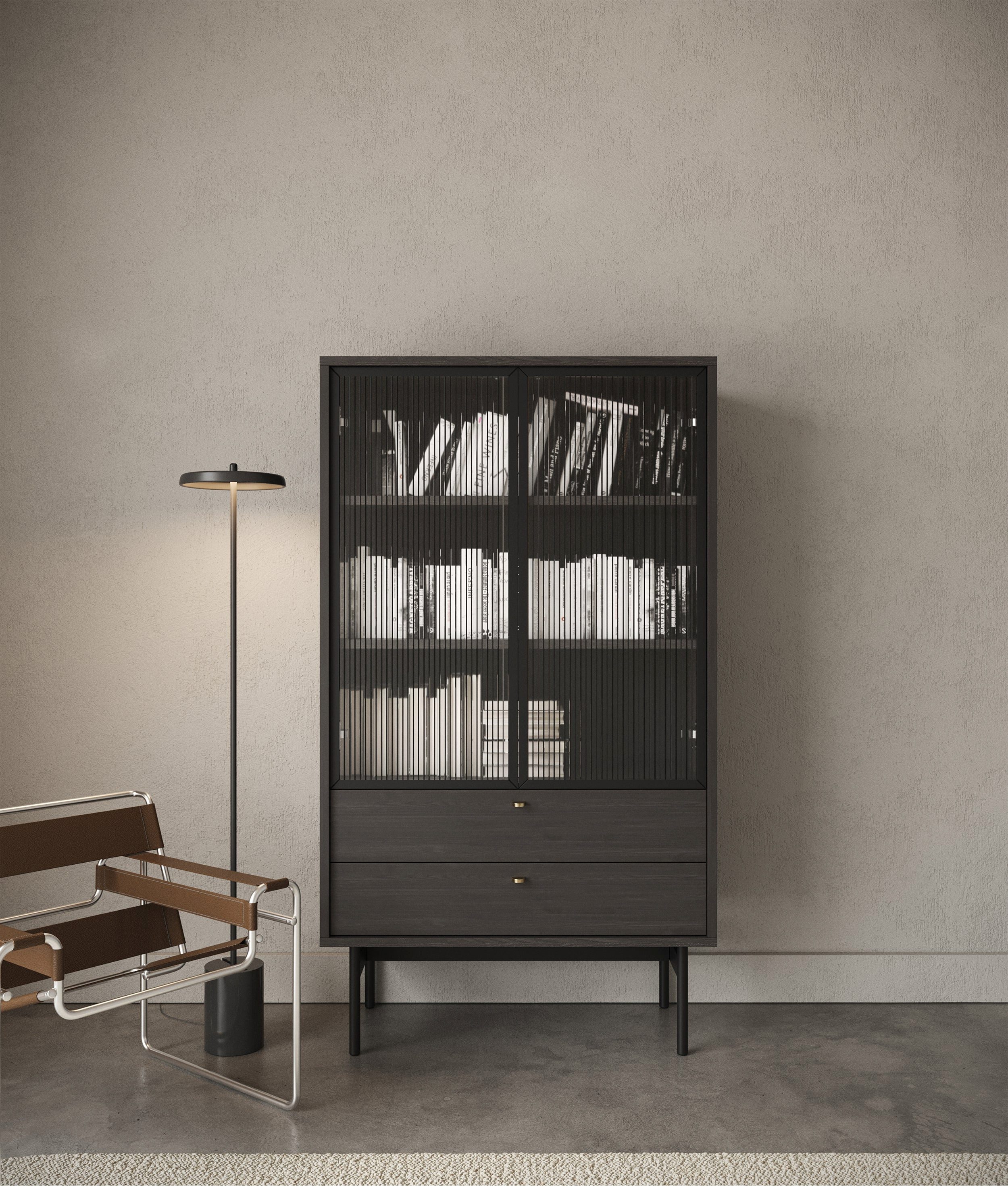 Selsey Standvitrine OLAR II Vitrine mit Glastüren,85x41 cm