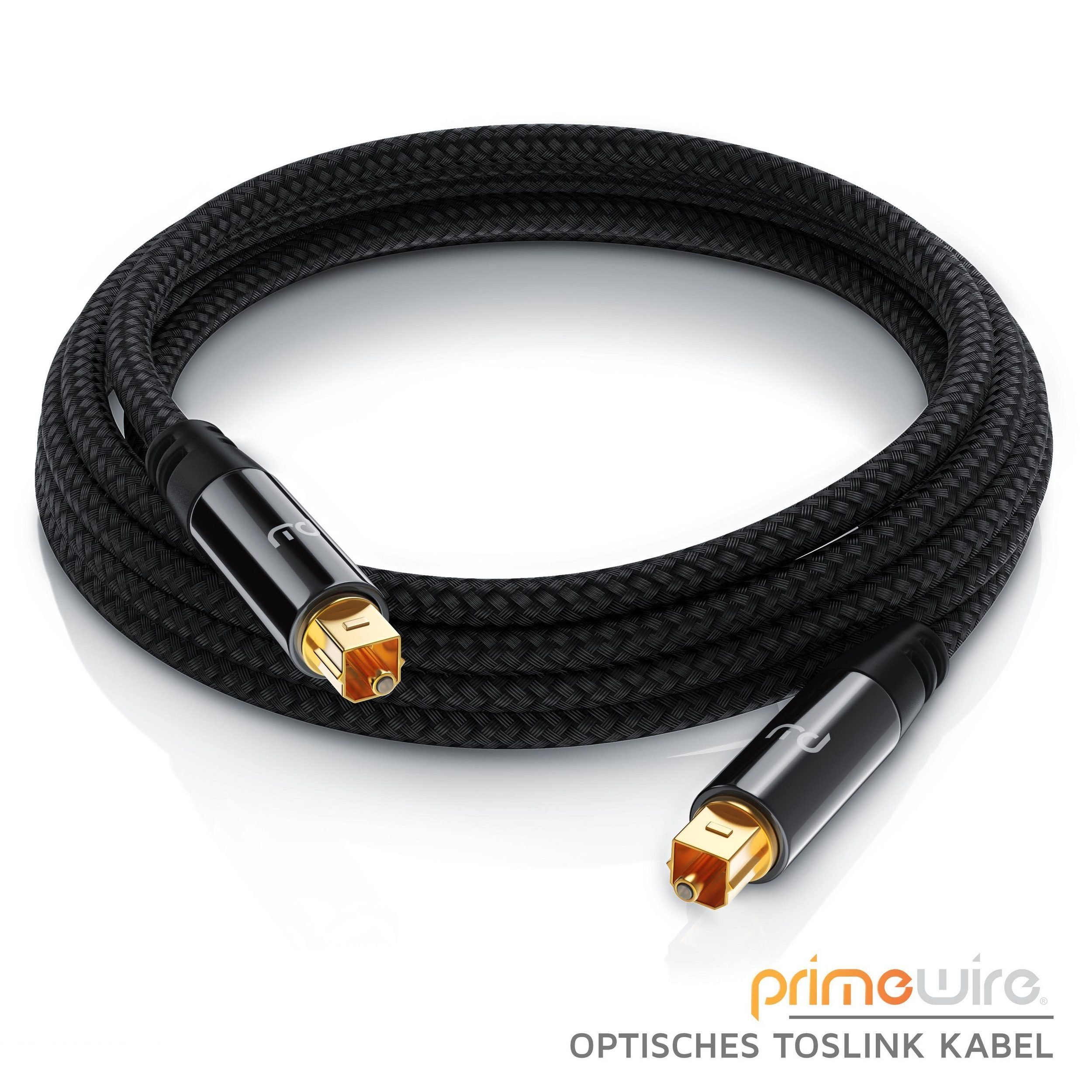 Primewire Lichtwellenleiter mit Metallstecker & Nylonmantel, Audiokabel - 2m Optisches-Kabel, S/PDIF, Toslink (200 cm), digitale Klangübertragung ohne Störungen – Bild 4 von 4