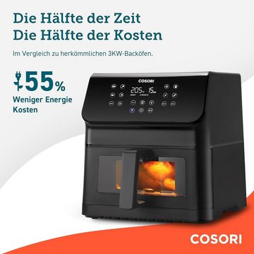 Cosori Heißluftfritteuse mit aktualisierter Rapid Air Technologie, 1700,00 W, 5 Portionen, 12 in 1 30 Rezeptbuch, one Touchcreen