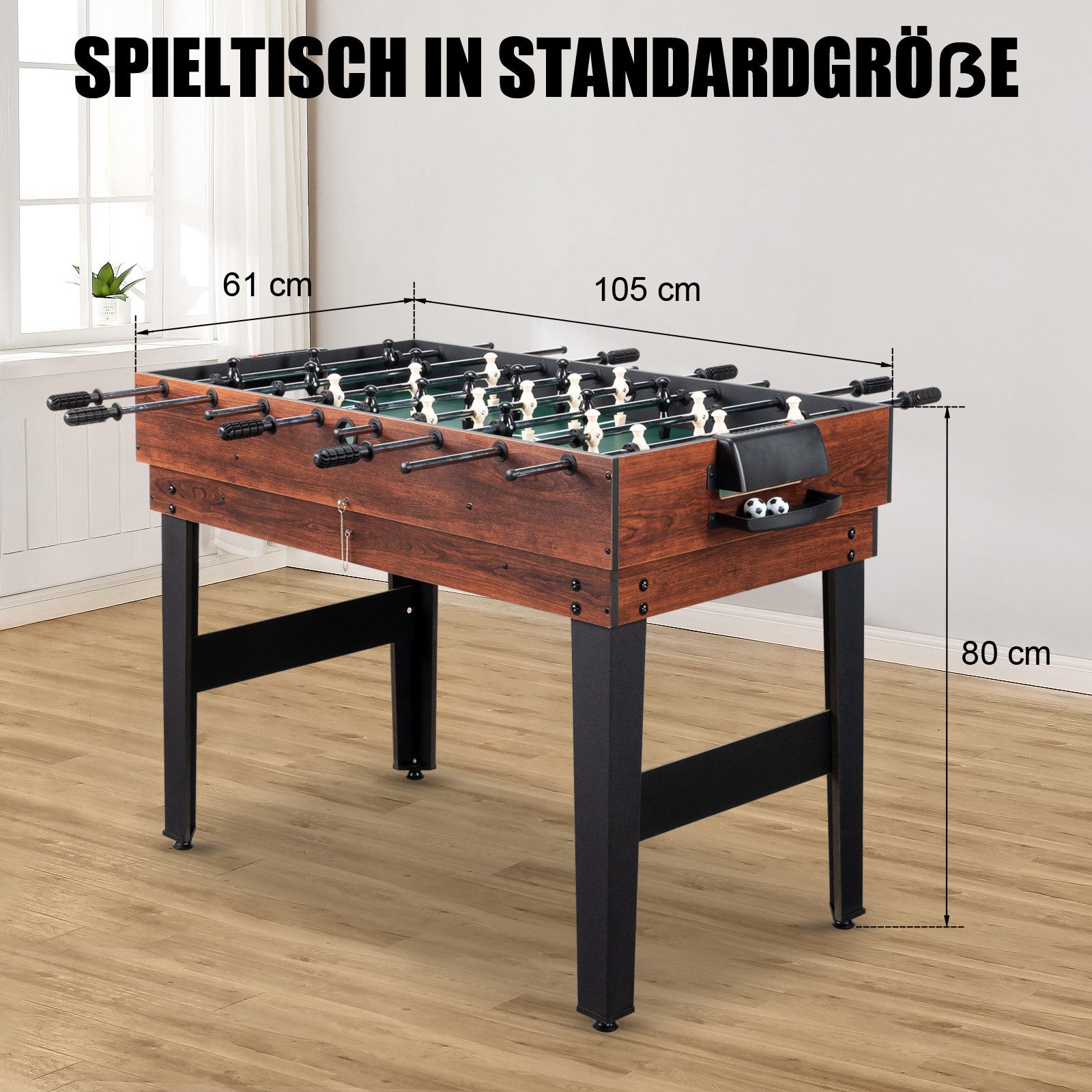 LALAHO Kickertisch Multifunktionstisch 6in1 Tischkicker Belfast,mit Hockey, Billardtisch, Pingpong, Shuffleboard, Bowling,122x61x80cm