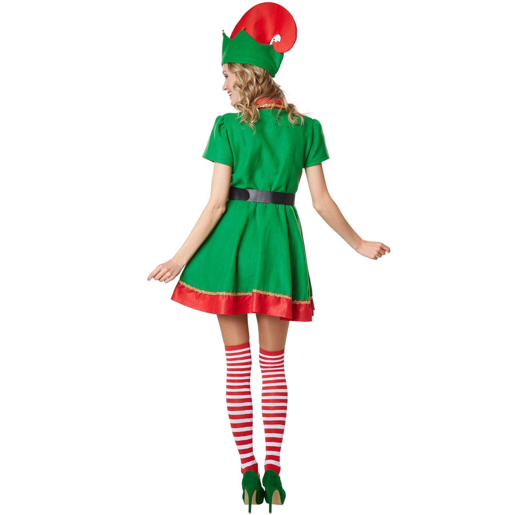 dressforfun Engel-Kostüm Frauenkostüm Fleißige Weihnachtselfe, Weihnachtliches Kostüm in den Farben Rot und Grün