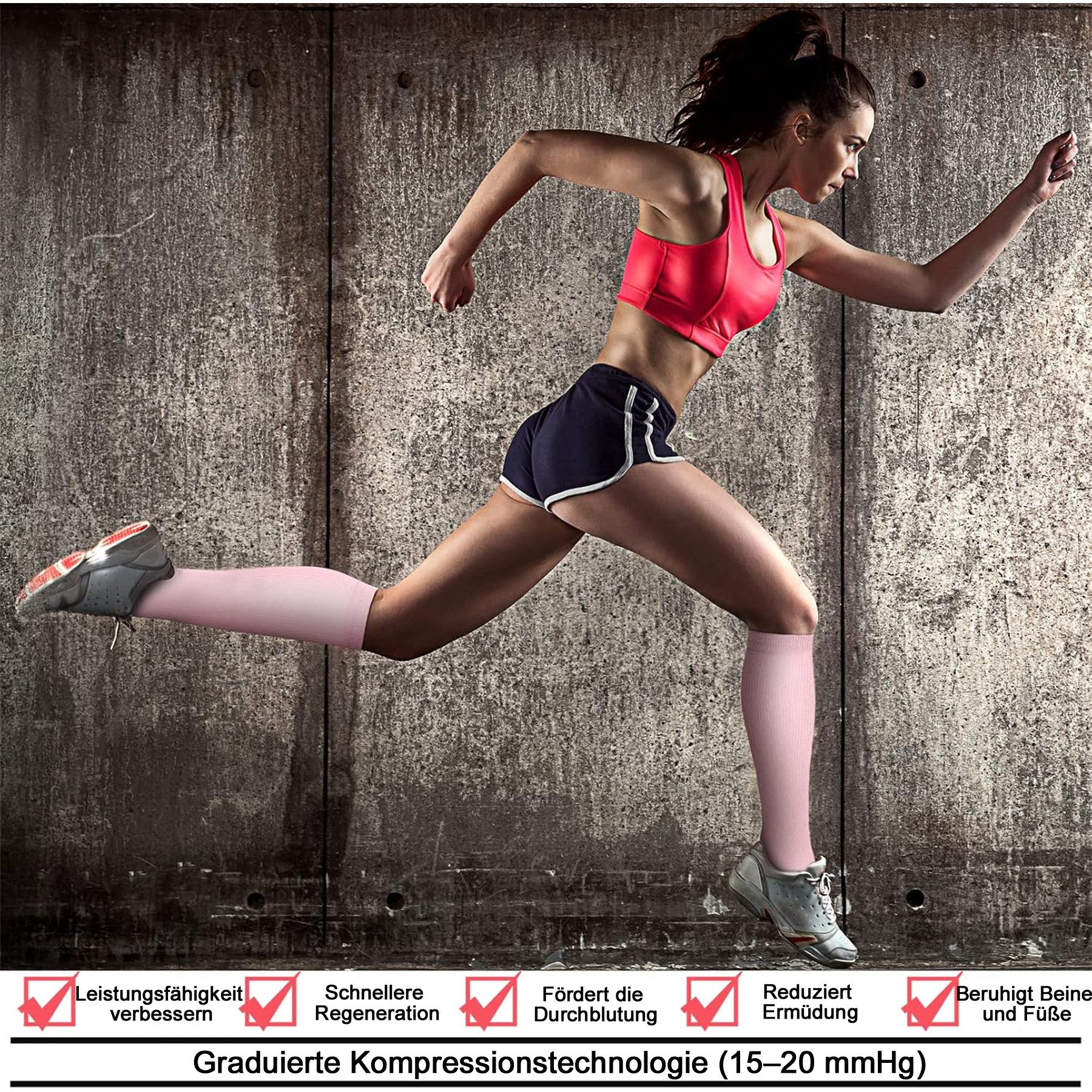 Mutig Kompressionsstrümpfe 6 Paar Kompressionsstrümpfe Laufsocken Kniestrümpfe Stützstrümpfe (Reisestrümpfe Kompressionsstrümpfe Damen & Herren, 15-20mmHg Stützstrümpfe Sport Kompressionssocken mit Elastisch) Compression Socks für Sport, Laufen, Flug, Reisen,Fahrrad Radsport
