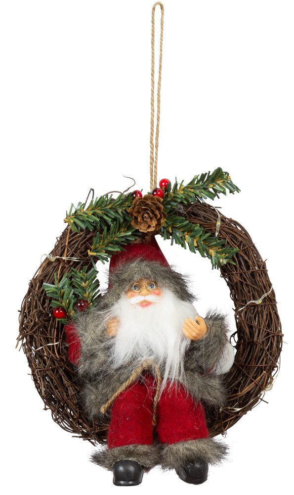 Christmas Paradise Weihnachtsmann im Kranz mit LED-Beleuchtung (Dekofiguren günstig online kaufen
