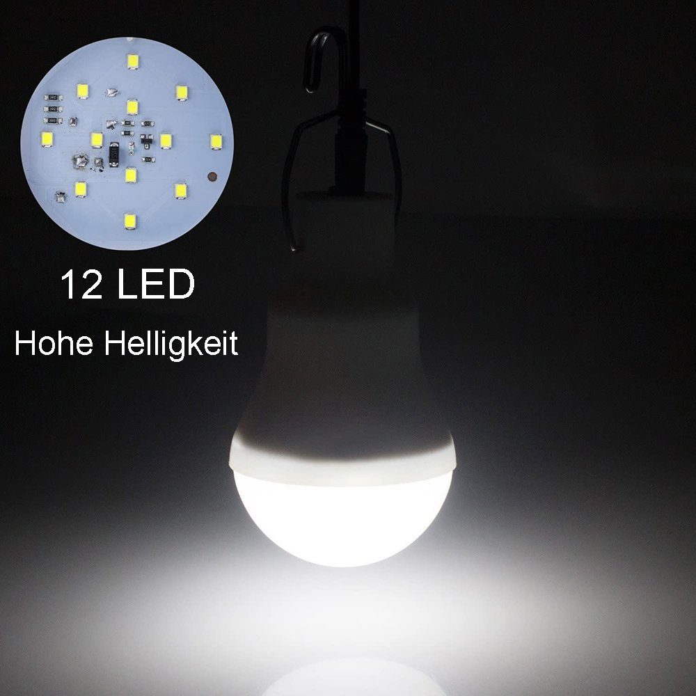 GelldG LED Glühbirne LED mit Solarlampen Solarleuchte Hängelampe Solar für Außen Solarpanel