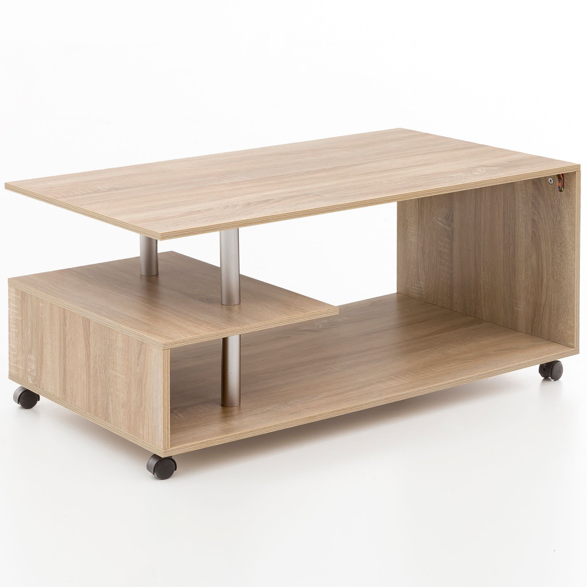 Couchtisch Rollen, 48,5 48,5 mit cm x möbelando Loungetisch 105 105 x Design Design Stauraum WL5.735 Drehbar Table, WL5.735 x Kaffeetisch Sonoma x Couchtisch 60 60 Sonom, mit Holz, Couchtisch cm Coffee Sofatisch Wohnzimmertisch