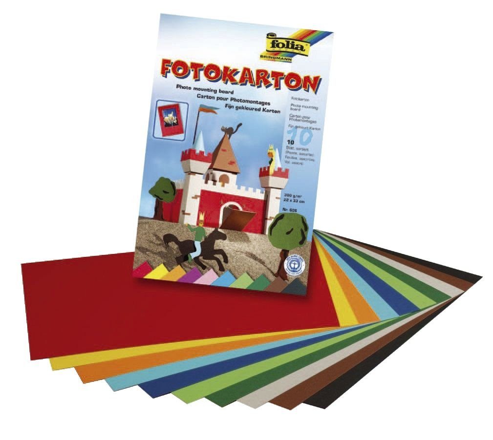 Folia Druckerpapier folia Fotokartonblock, 220 x 330 mm, farbig sortiert