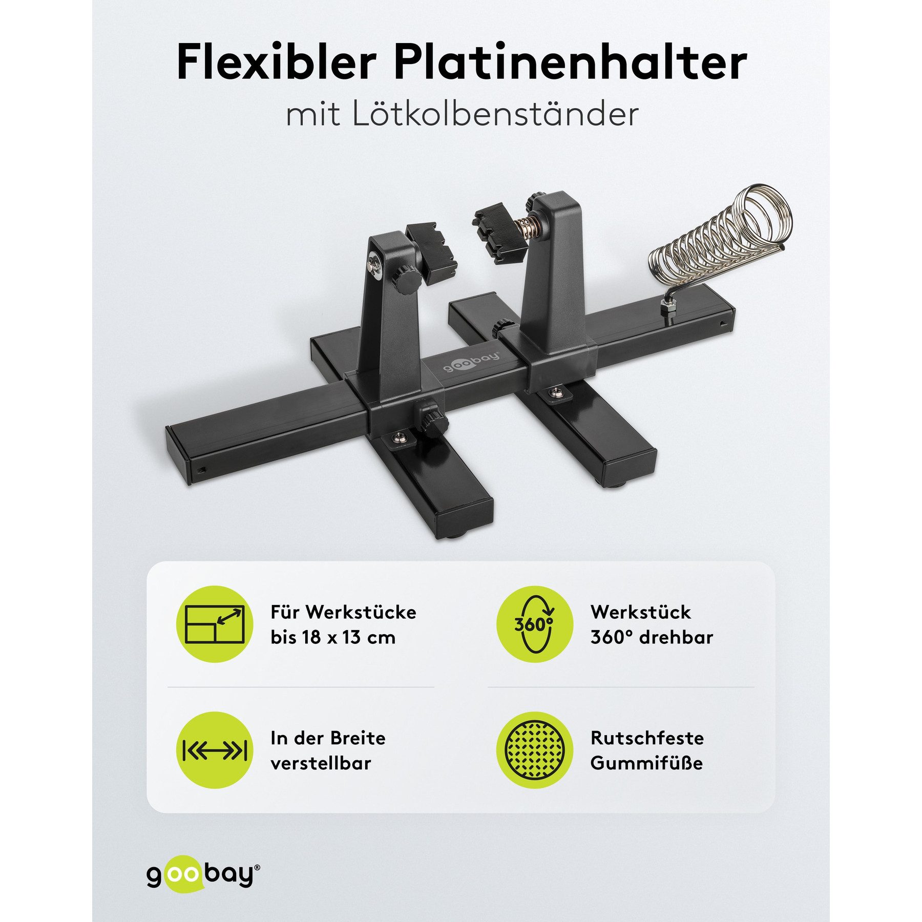 Goobay Klemmhalter GOOBAY Platinenhalter, 76559, mit Lötkolbenständer