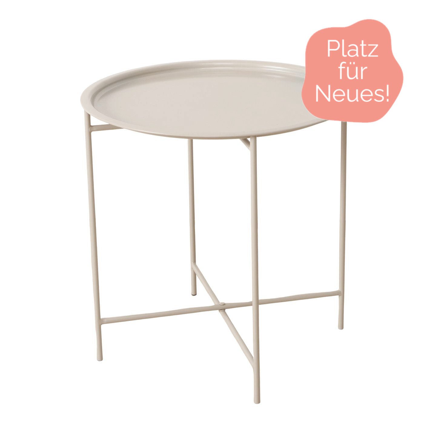 BOLTZE Tabletttisch Tabletttisch/Beistelltisch aus Metall schlicht beige 46 cm von Boltze