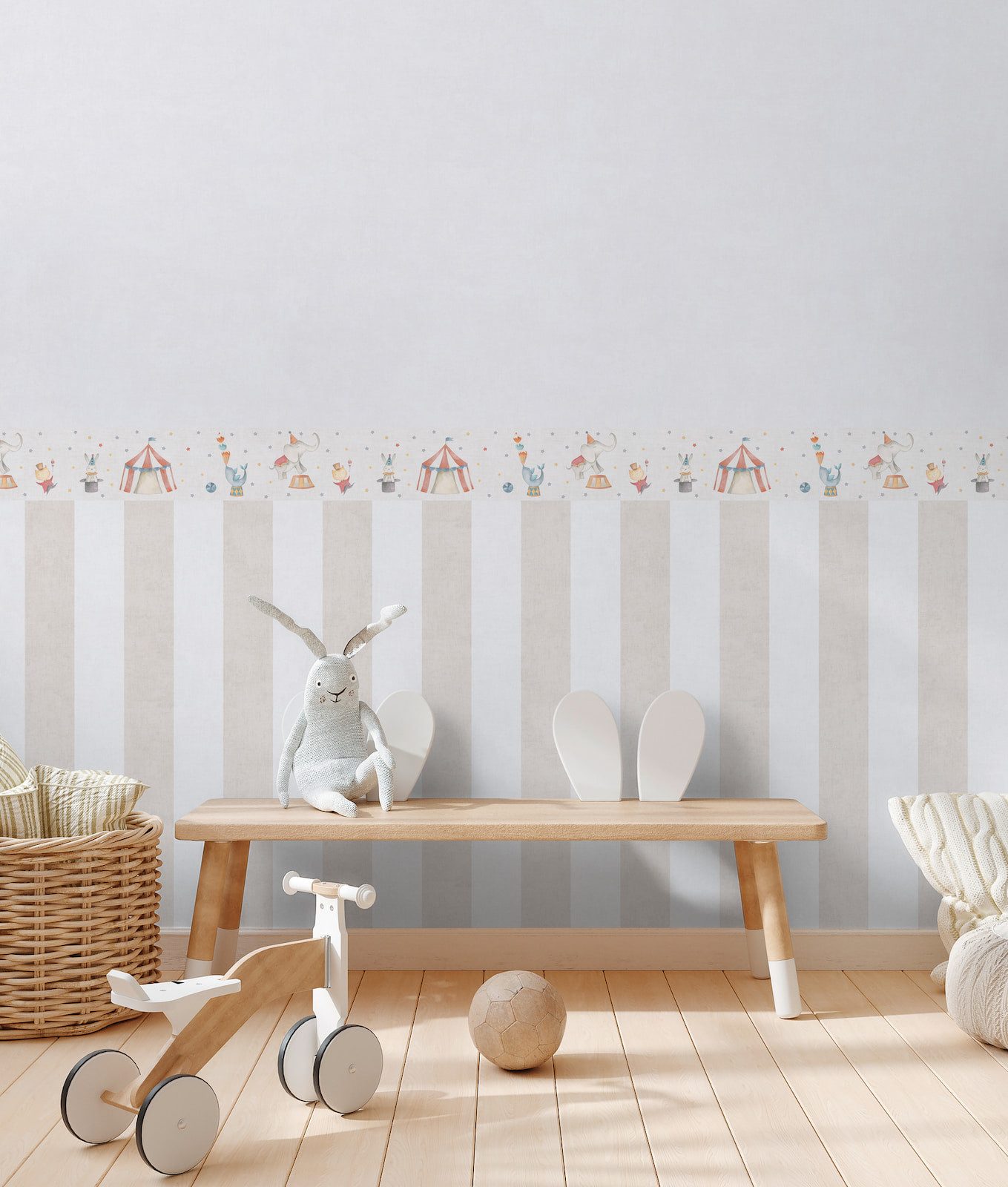 A.S. Création Bordüre Tiere Zirkus Vintage Stil Creme Bunt 77149-1 Lilly + Luis AS Creation