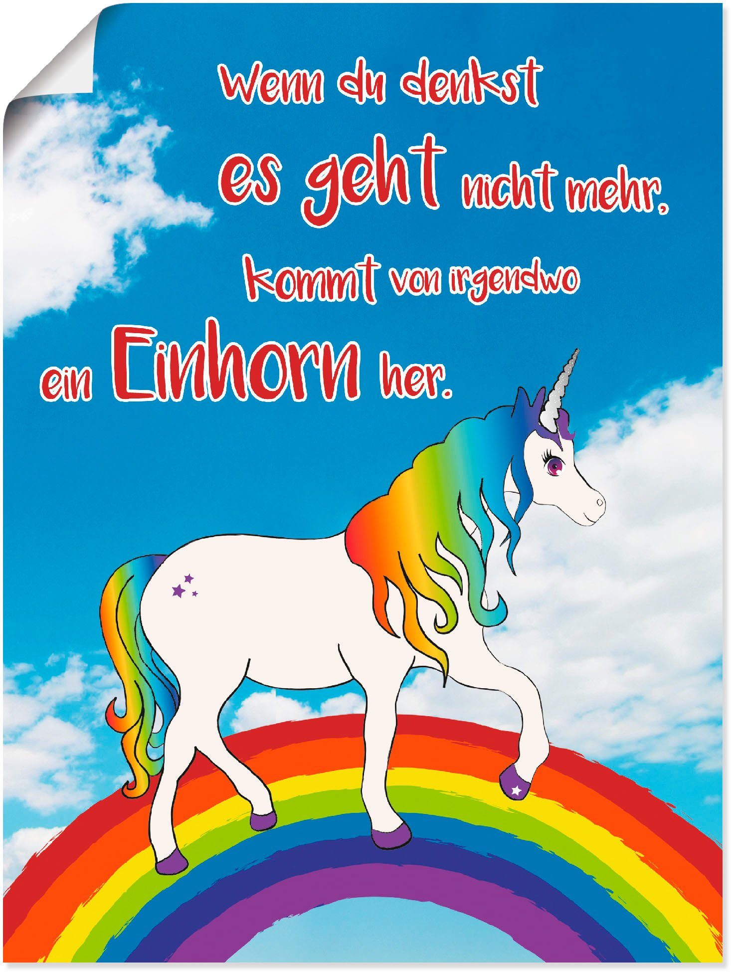 Animal Regenbogen, Leinwandbild, versch. (1 Einhorn Größen Wandaufkleber in Fantasy St), oder Poster als Artland Wandbild mit