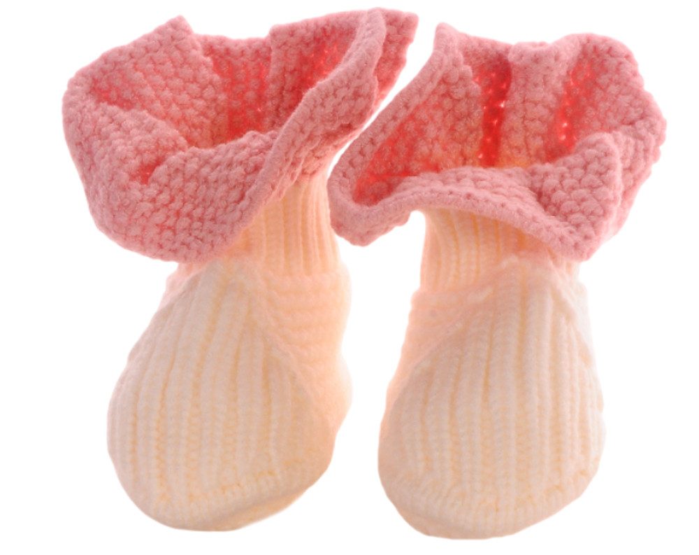 Füßlinge Baby Strickschuhe Socken Stricksocken Erstlingssocken mit Rüschen