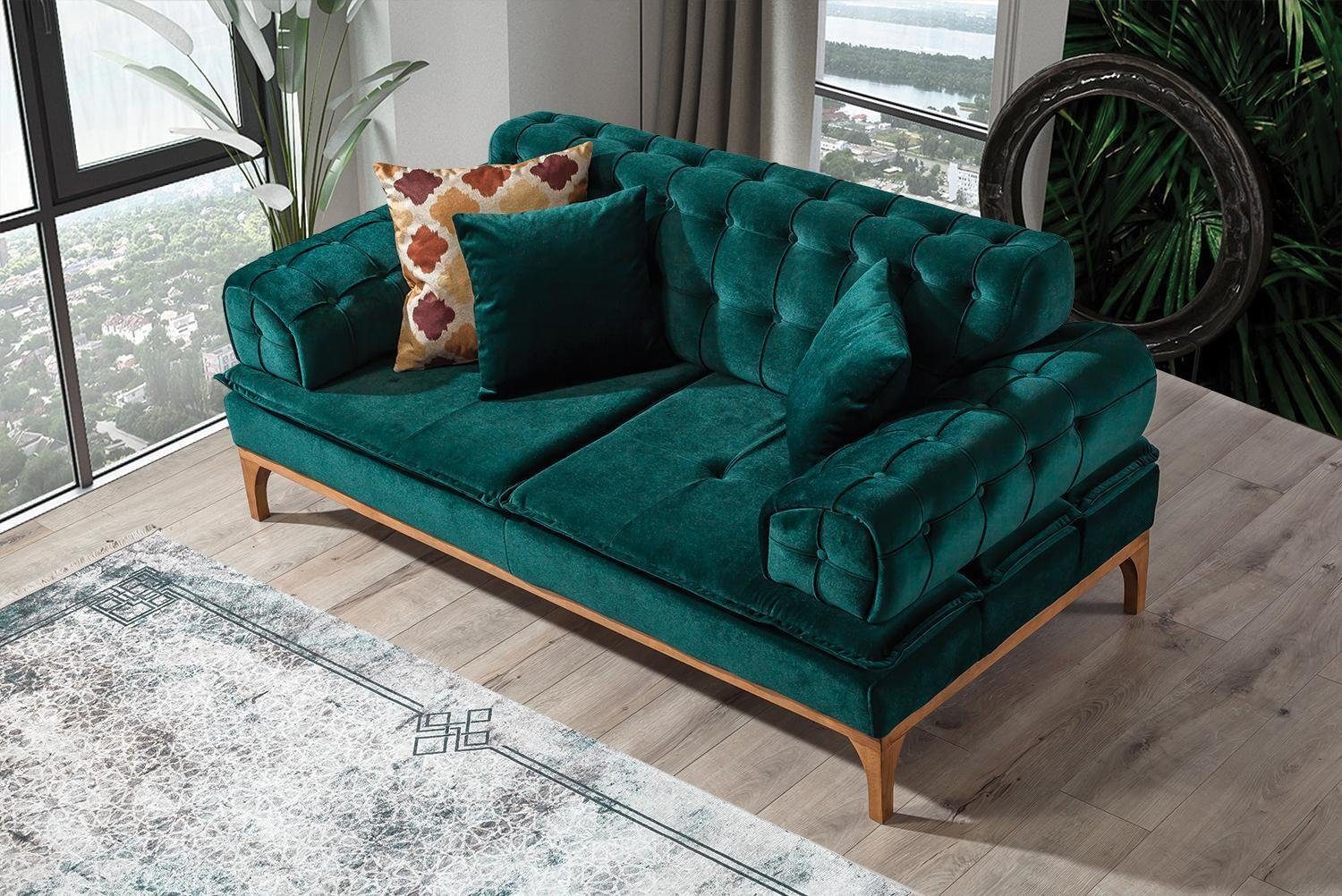 Neu Sofa Stil Sitz Sofas Sitzer 3-Sitzer 3 JVmoebel Möbel grün Stoff Luxus Textil Design