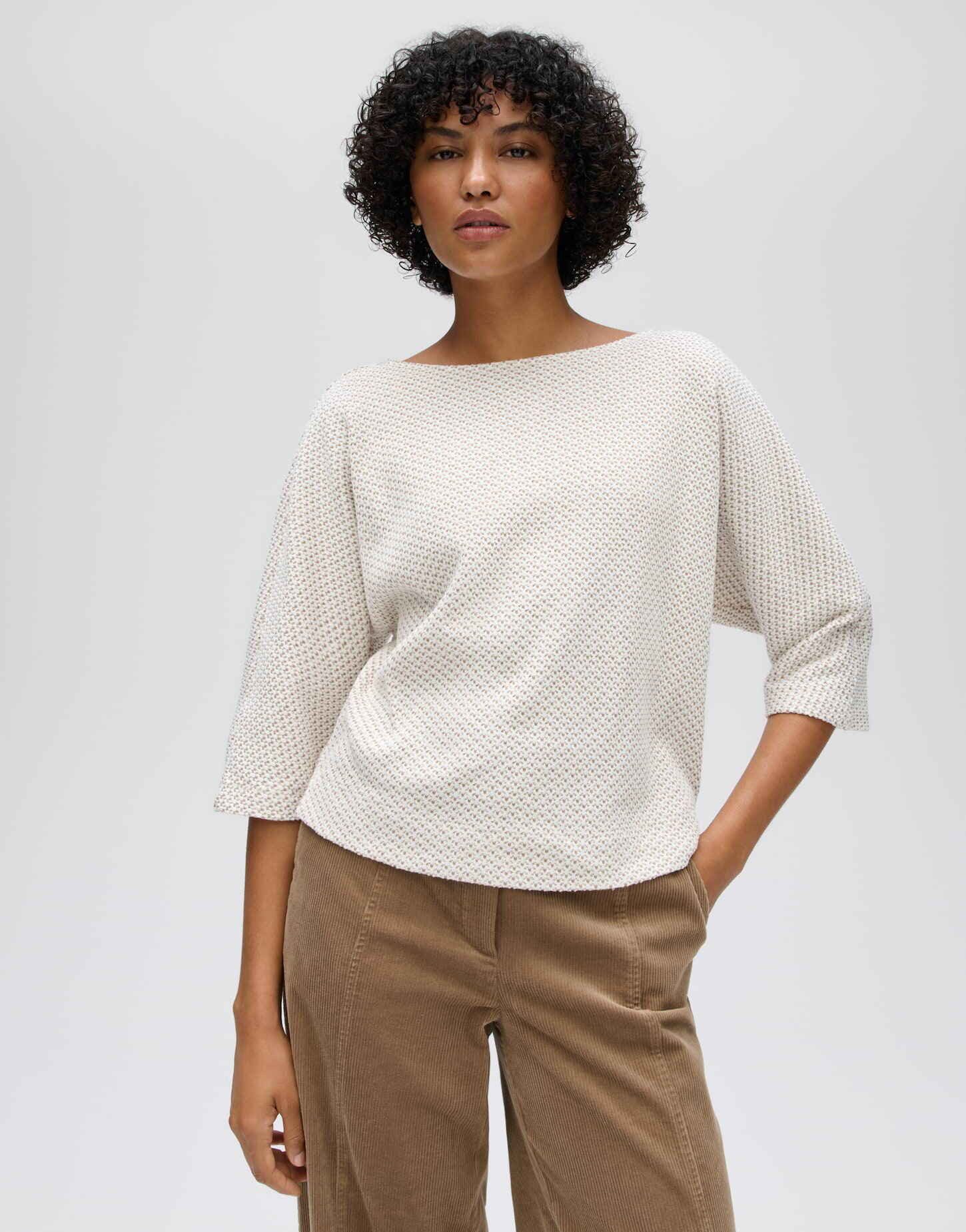 OPUS 3/4-Arm-Shirt Sassoni aus weichem Jersey Verkürzte Silhouette mit 3/4-Fledermausärmeln