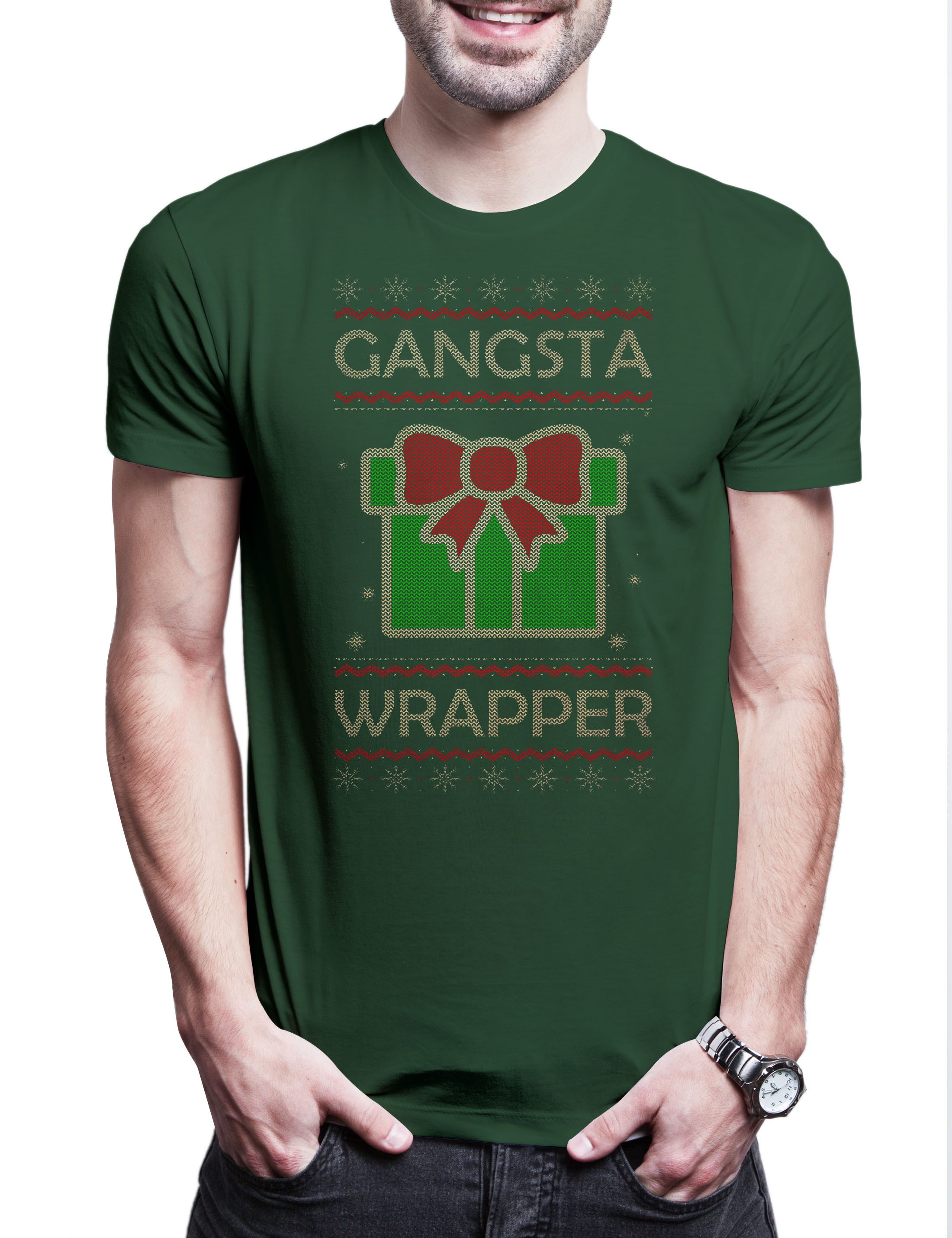 Print-Shirt Gangsta Wrapper Herren T-Shirt X-Mas Bad Weihnachtsmann Merry Vacation