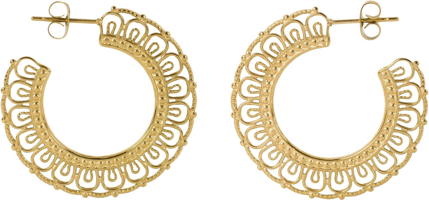 styleBREAKER Paar Creolen Edelstahl Creolen Ohrringe mit Ornament Verzierung (2, 2-tlg)