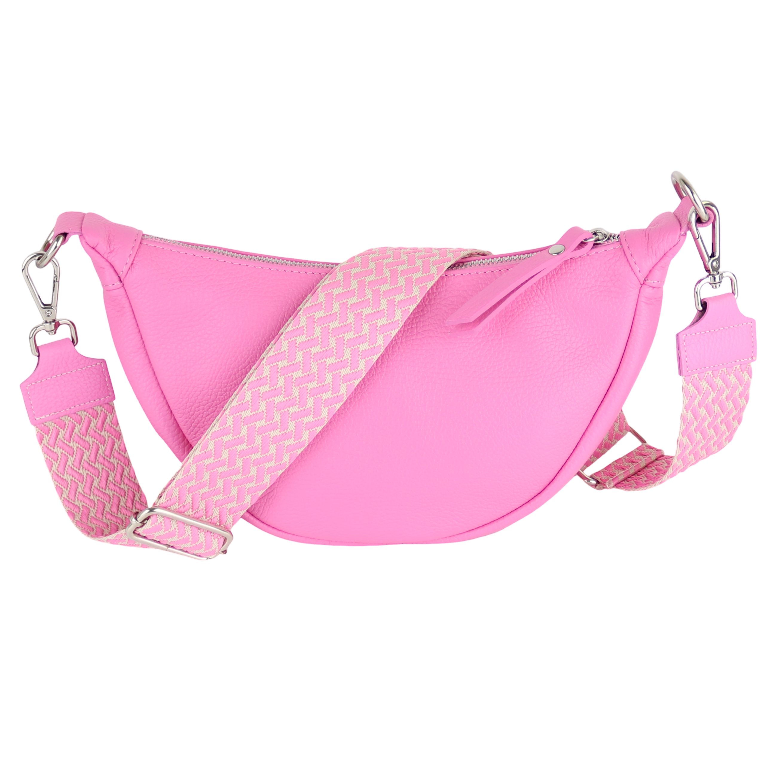 Schultertasche Damen Runde aus Echtleder, Made in Italy, Brusttasche,Umhängetasche