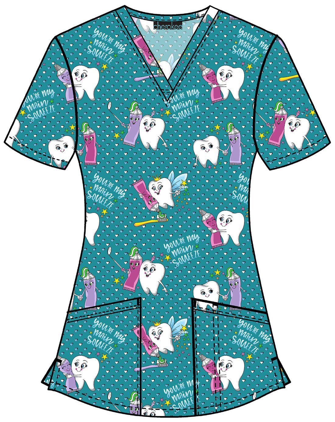 Cherokee Funktionsbluse Cherokee Damenkasack V-Neck mit Printmotiv bedruckt