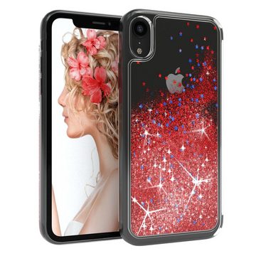 EAZY CASE Handyhülle Liquid Glittery Case für Apple iPhone XR 6,1 Zoll, Silikonhülle mit Glitzereffekt Hülle Glitzer Flüssig Back Cover Rot