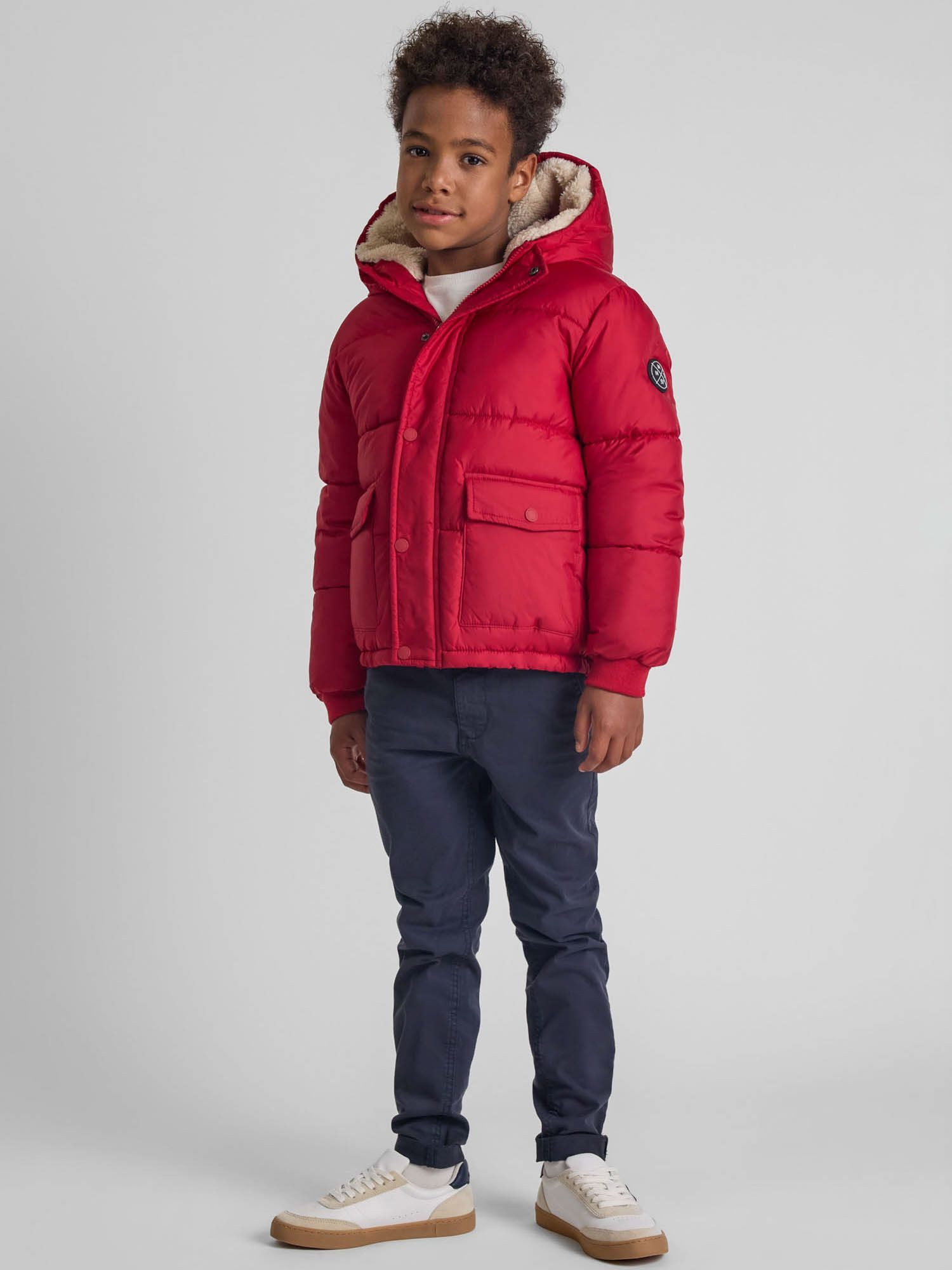 MINOTI Winterjacke Steppjacke mit fester Kapuze (9m-8y) trendiger Aufnäher günstig online kaufen