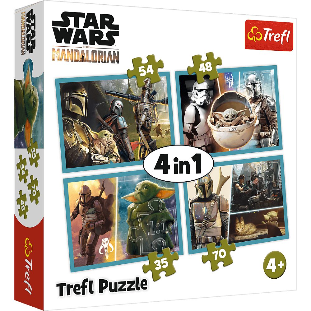 Trefl Puzzle Trefl 34397 Star Wars The Mandalorian 4in1 Puzzle, Puzzleteile, Made in Europe