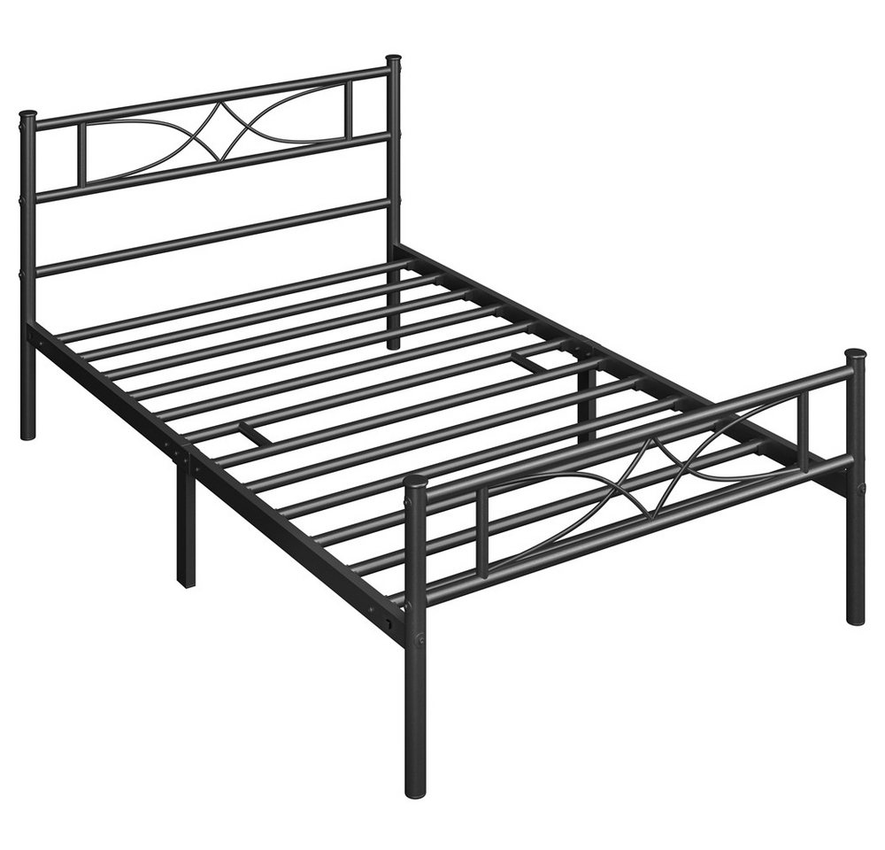 Yaheetech Metallbett Bettgestell im industriellen Stil, Bettrahmen mit Kopfteil Gästebett mit Lattenrost für Schlafzimmer