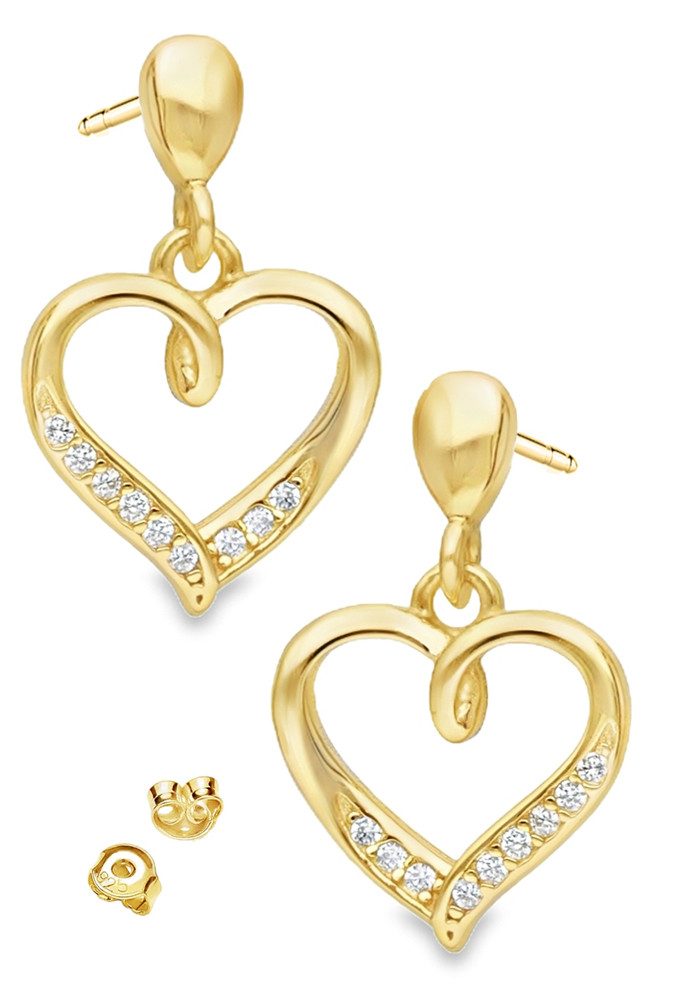 Limana Paar Ohrhänger 925 Silber Herz Gold vergoldet Frauen Damen Ohrstecke günstig online kaufen