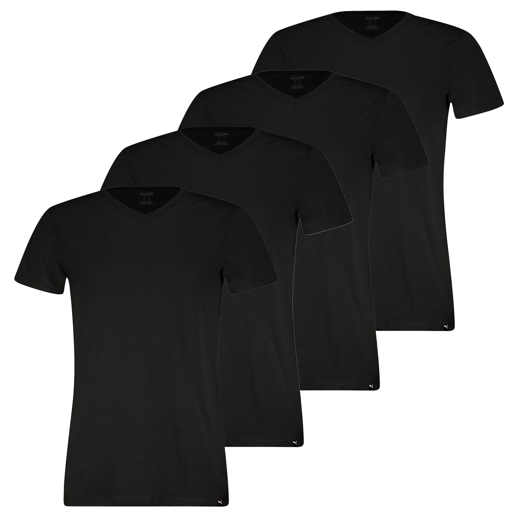 PUMA T-Shirt Herren T-Shirt 4er Pack Baumwolle V-Neck Tee 4P (Packung, 4er Pack)