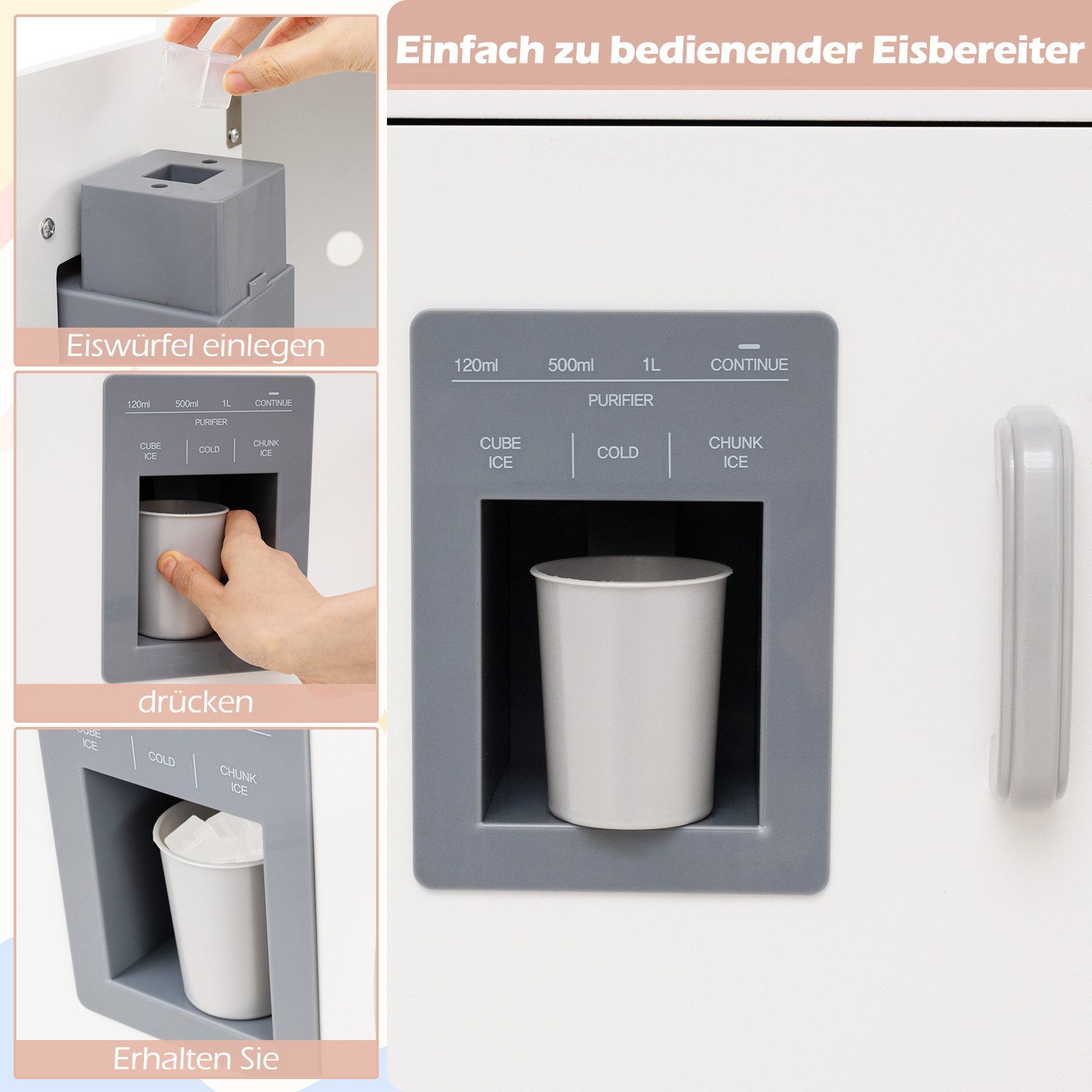 COSTWAY Spielküche Holz, Kinder Holz, Kinder-Küchenset mit Licht und Sound günstig online kaufen