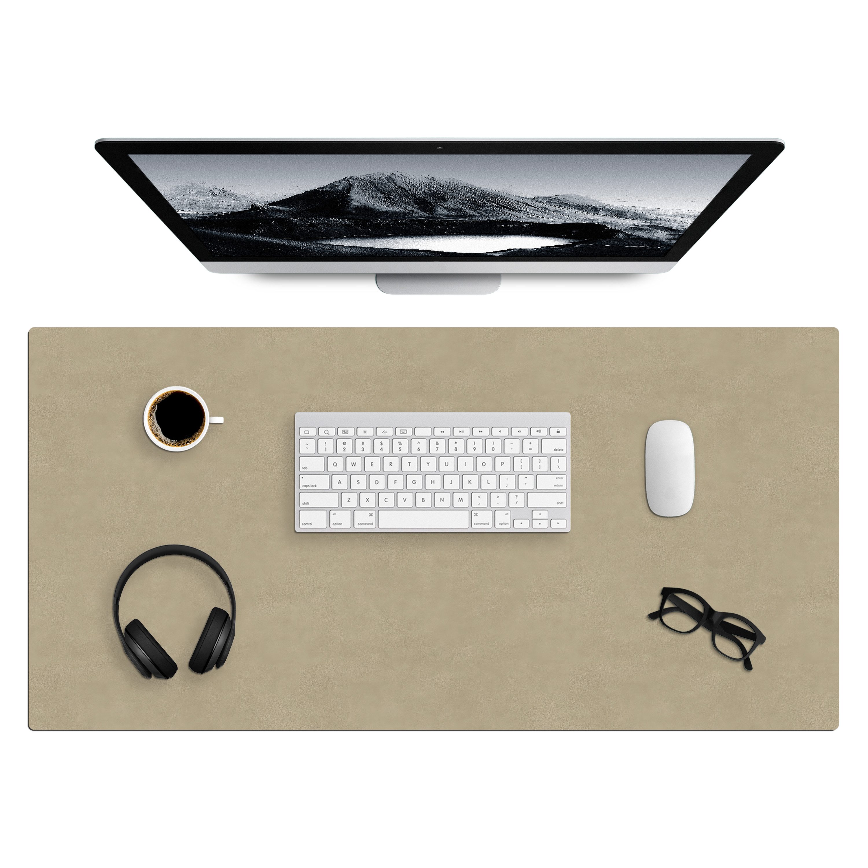 MuchoWow Gaming Mauspad Sandfarbe - körnige Textur - Beton (1-St), Gaming Mauspad XXL, Schreibtischunterlage, Mousepad, Deko, 90x45 cm