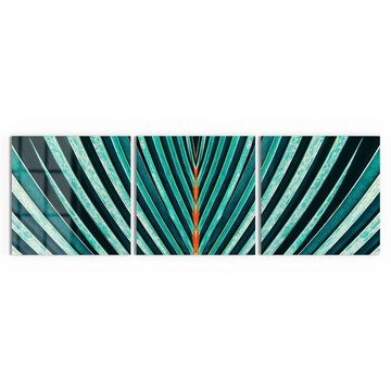 DEQORI Glasbild 'Palmenblatt-Streifen', 'Palmenblatt-Streifen', Glas Wandbild Bild schwebend modern