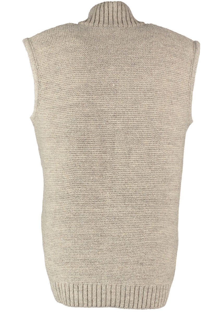 OS Trachten Strickweste Voriko Regular Fit, ärmellos, Stehkragen, Lederembl günstig online kaufen