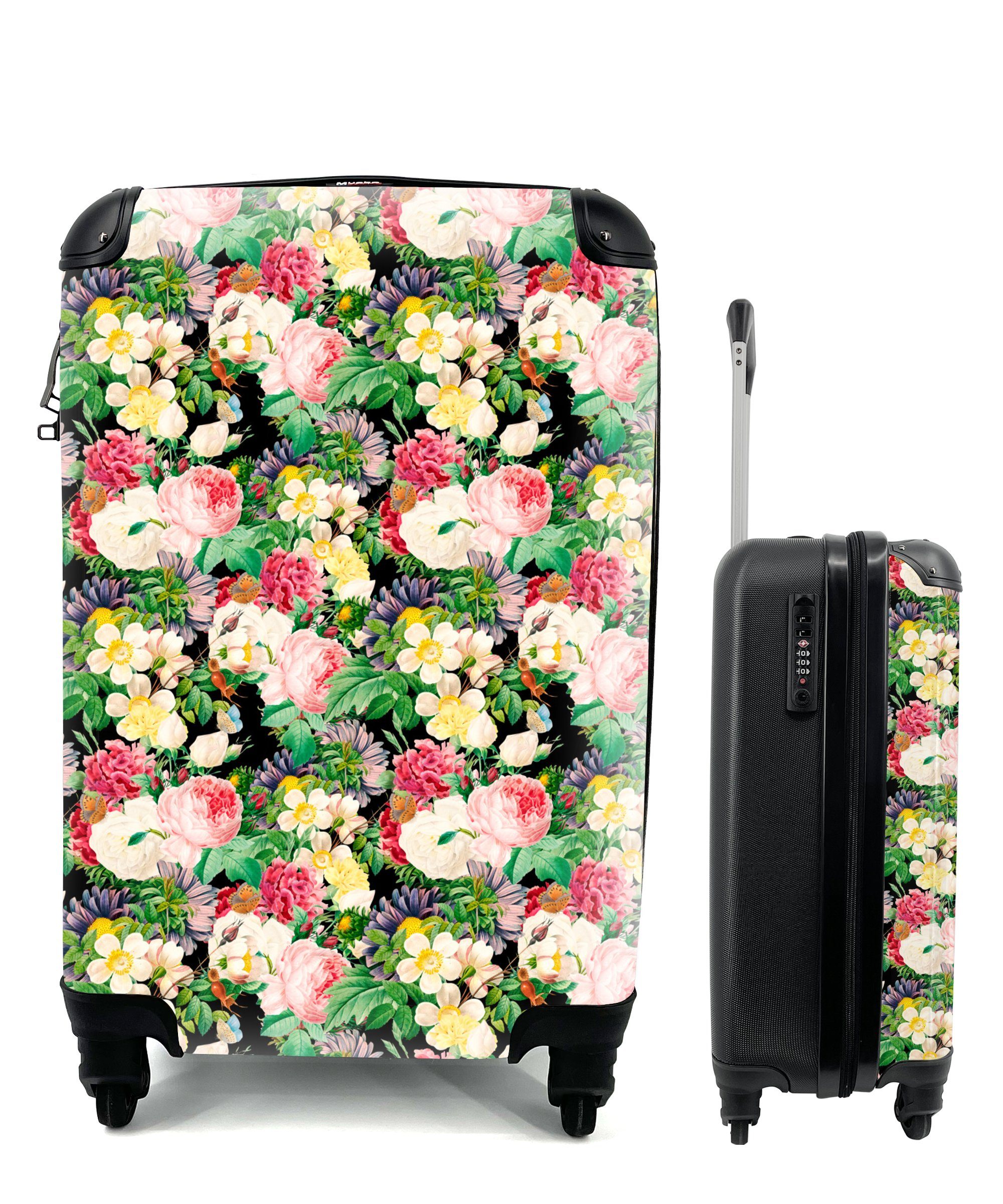 Muster, Ferien, - 4 - für Handgepäckkoffer Frühling Reisekoffer rollen, Handgepäck MuchoWow mit Rollen, Trolley, Reisetasche Blumen