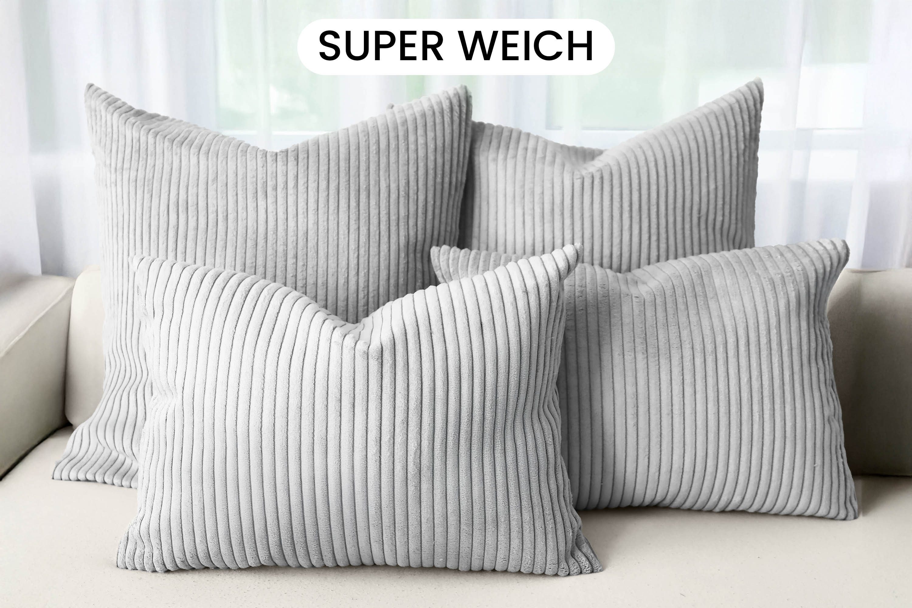 Amilian Dekokissen - Kissen Set 4er - Sofakissen mit Füllung 2x 50x50 + 2x 35x45cm, (4 Stück) Kuschelkissen - Zierkissen mit Kissenfüllung - Couchkissen