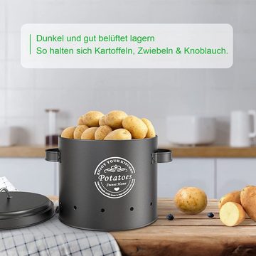 Vicbuy Vorratsdose Aufbewahrung von Gemüse, Set für Kartoffeln, Zwiebeln, Knoblauch, Verzinktes Eisen, (3-tlg), Metall Zwiebeltopf Kartoffeltopf Knoblauchtopf