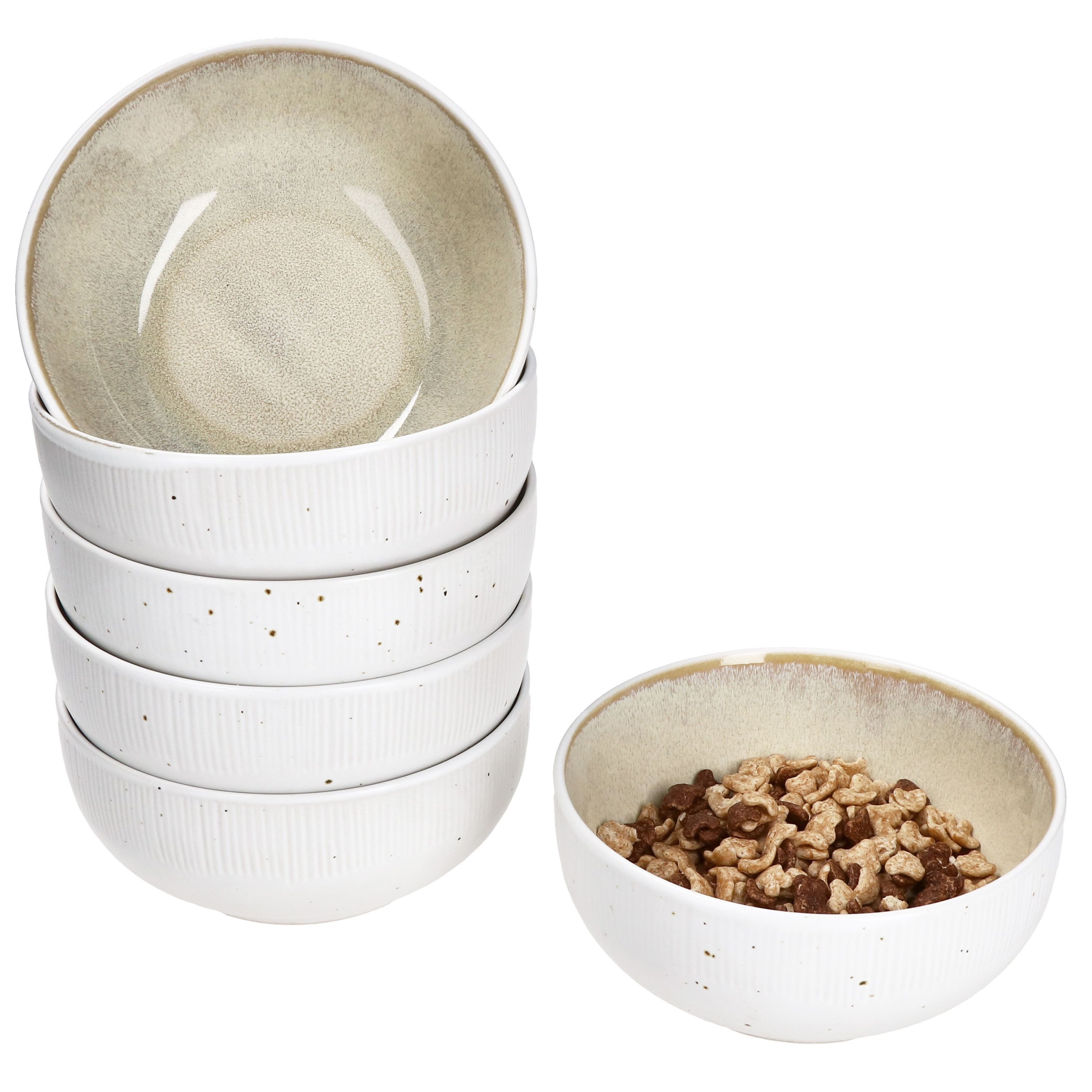 Müslischale MamboCat Tzia 6x Müslischalen Set Steingut Vanille Weiß Dessert Snacks