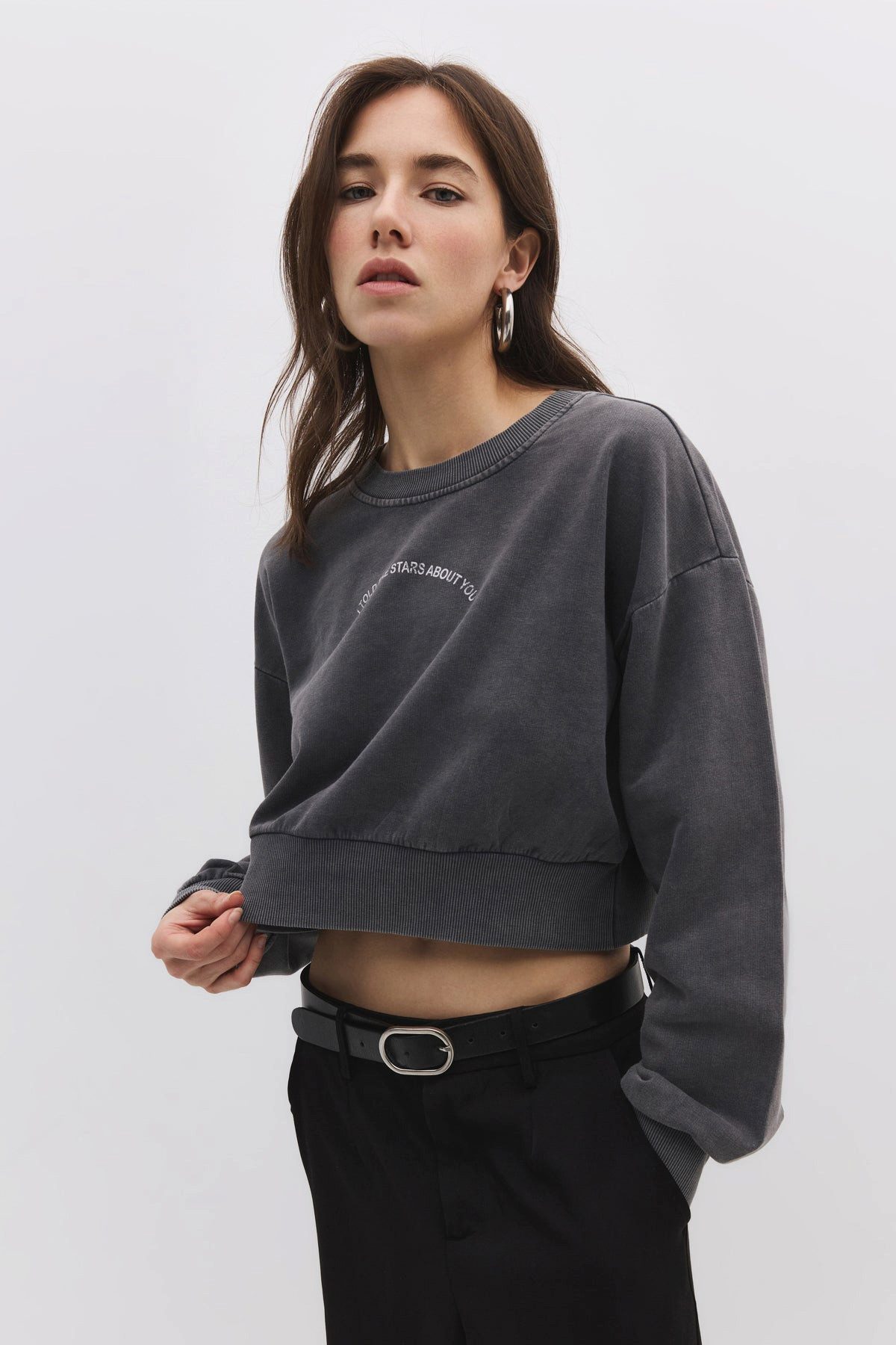 Kapuzensweatshirt Sweatshirt mit Steinverzierungen