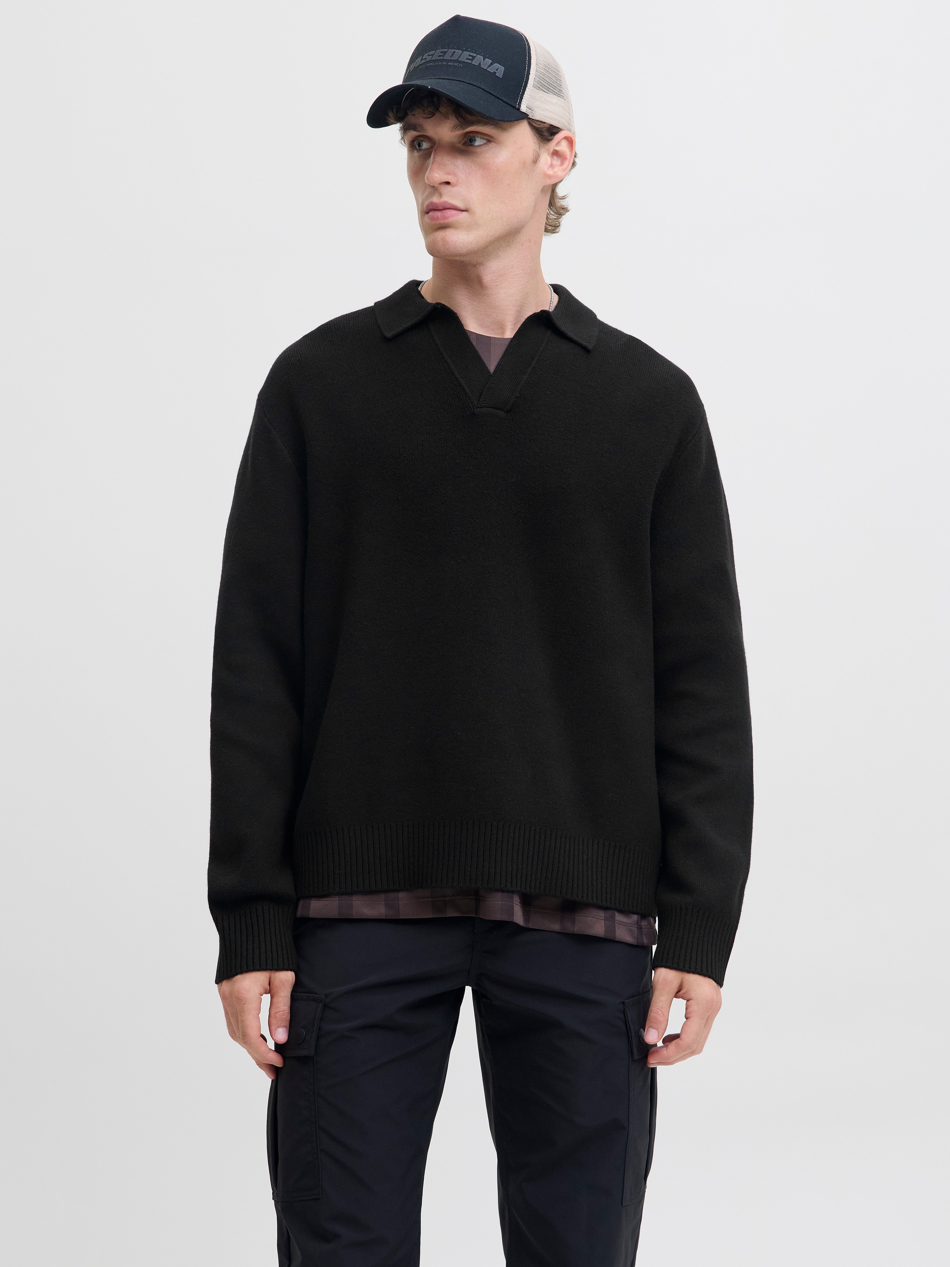 Jack & Jones Strickpullover JCOCOVER KNIT SPLIT NECK POLO