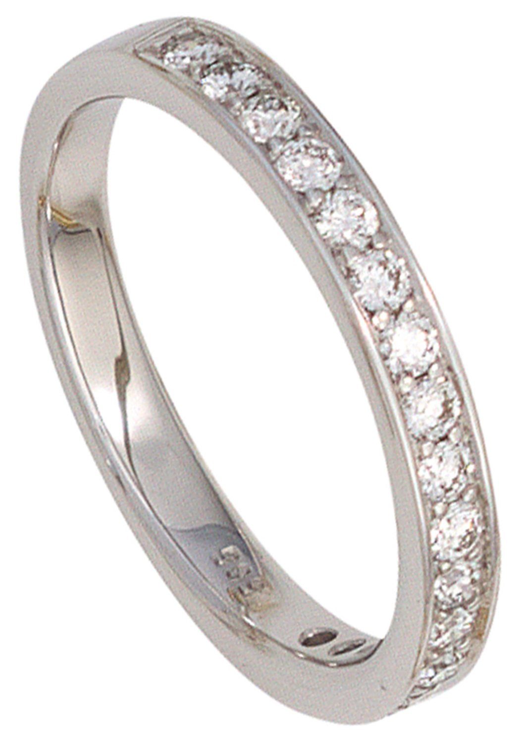 JOBO Diamantring, 585 Weißgold mit 17 D...