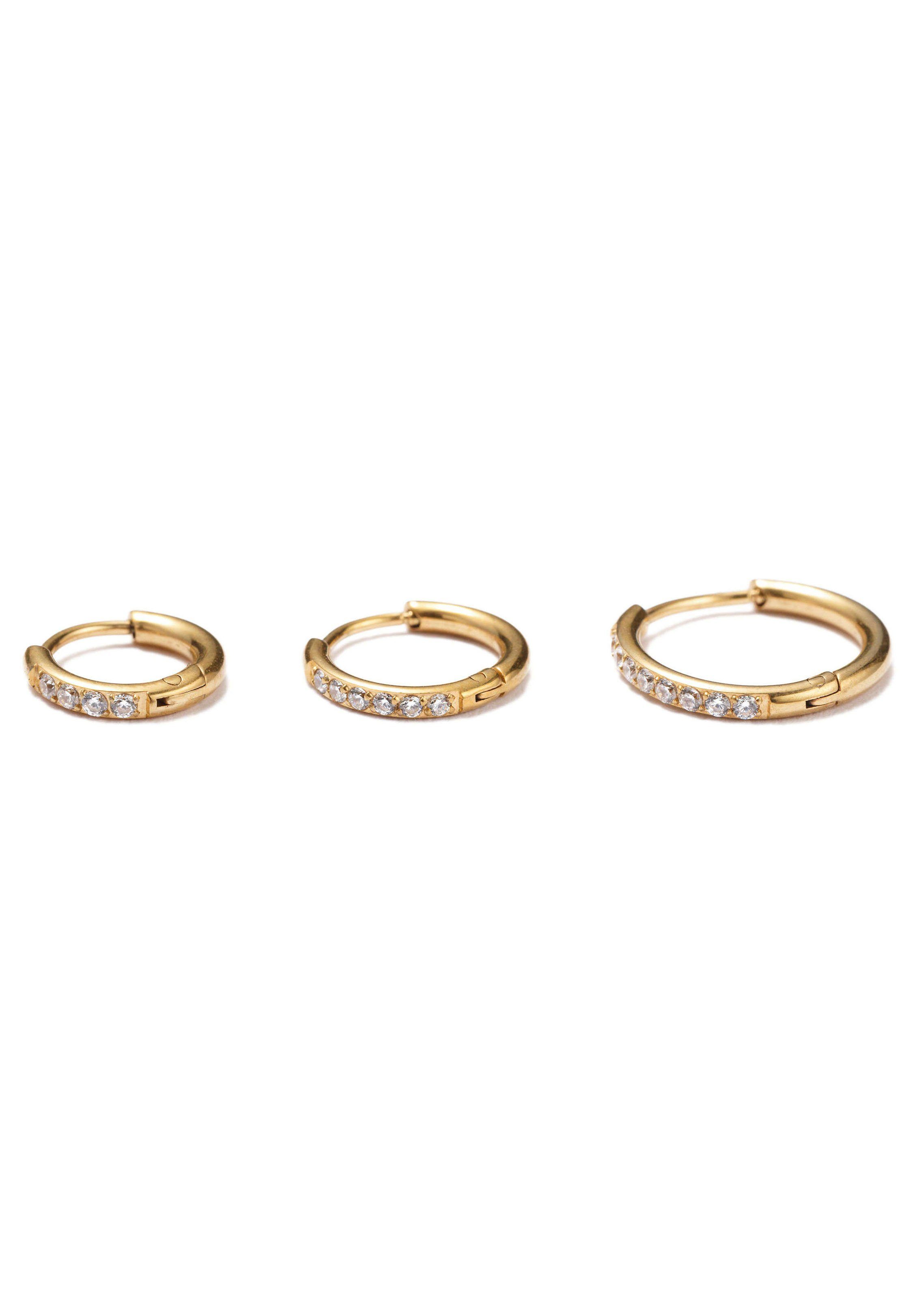 Firetti Creolen-Set Multipack Schmuck Geschenk Ohrschmuck Creolenset (Set, 3-tlg), Made in Germany - mit Zirkonia (synth)