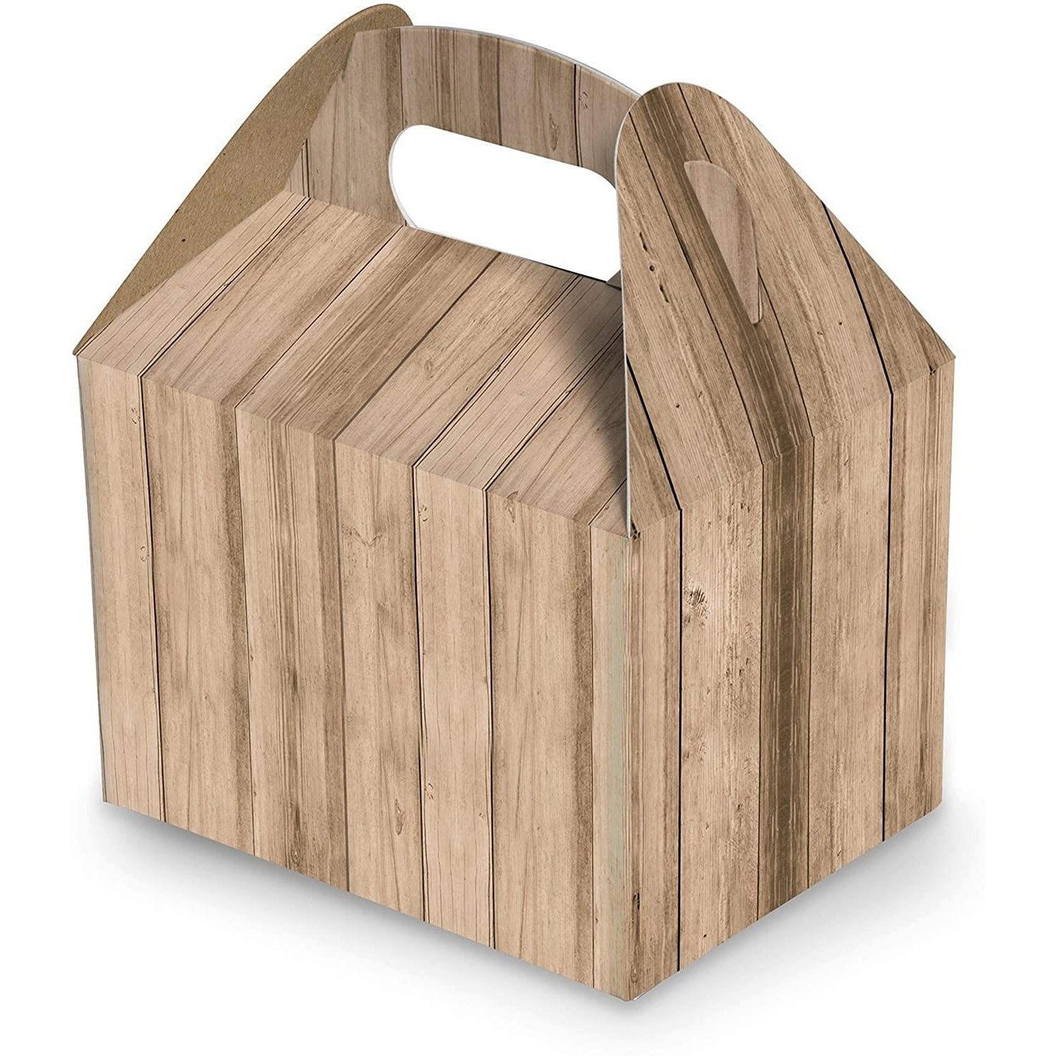 Logbuch-Verlag Geschenkbox 10 Stück Schachtel Lunchbox Geschenk-Karton hell-braun Holz-Optik 18,5