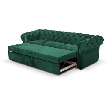 Beautysofa 3-Sitzer Chester, Sofa mit Steppung, Dreisitzer Sofa aus Velours, mit Relaxfunktion